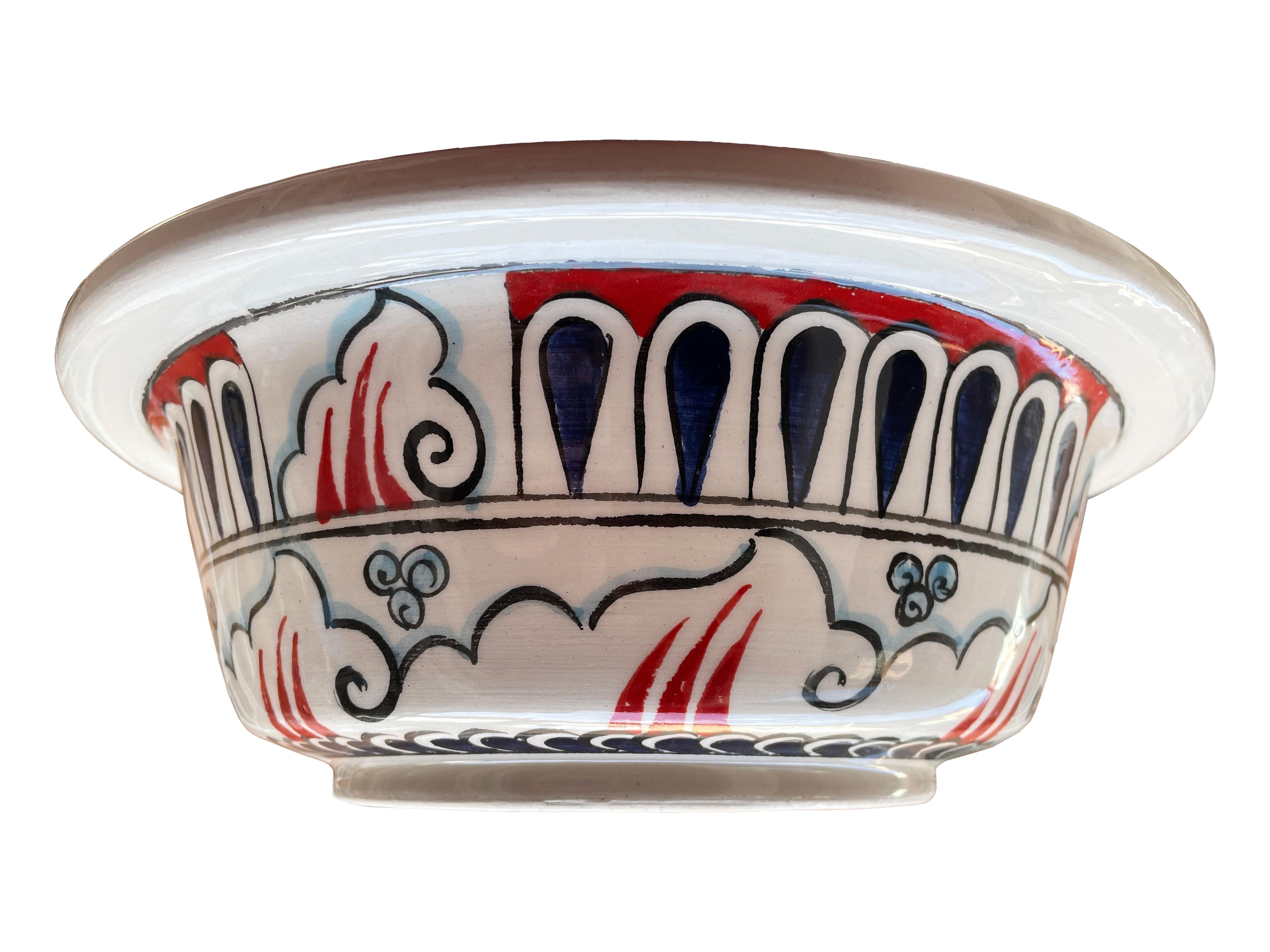 Hand Painted Bathroom Ceramic Vessel Sink Countertop - Flames and Milet Work