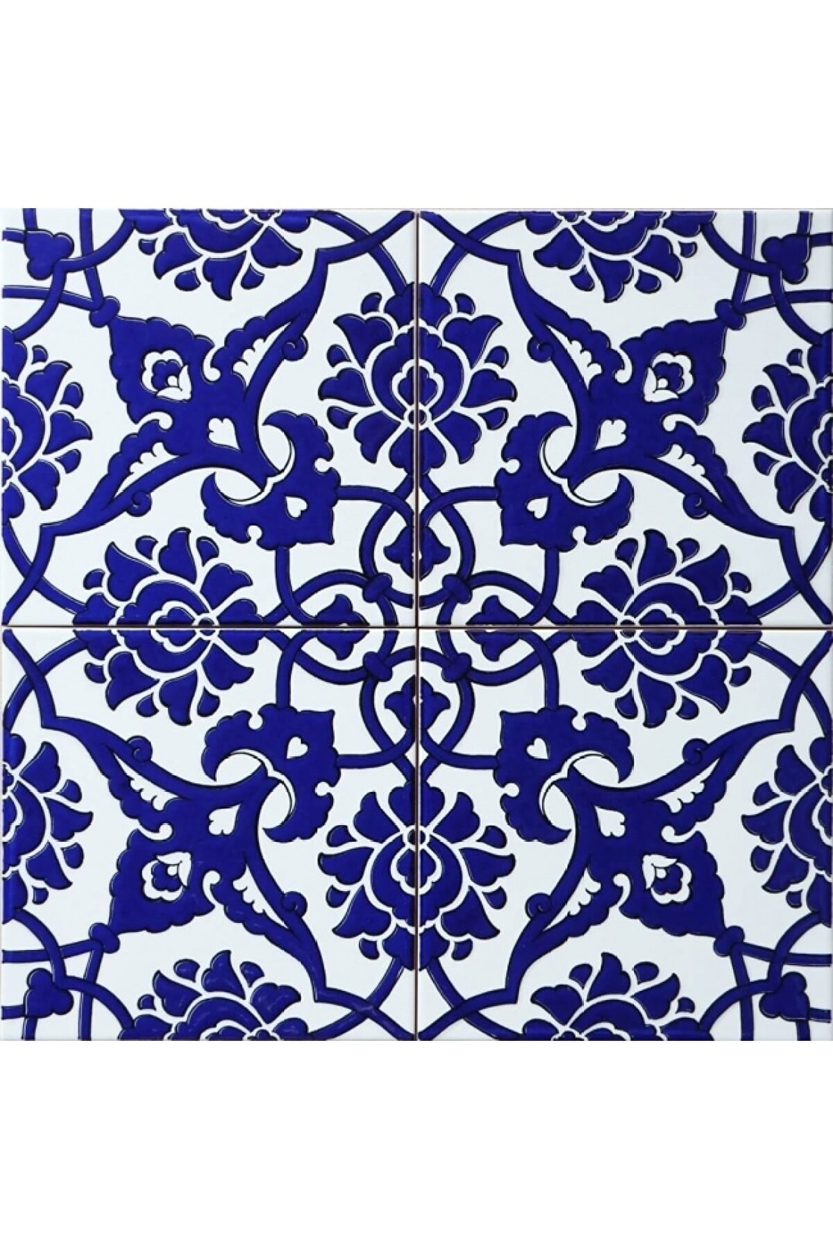 Screenprinting Turkish Ceramic Tile - Handcrafted Kitchen Backsplash Tile with Floral Pattern - 8 in [20Cm]