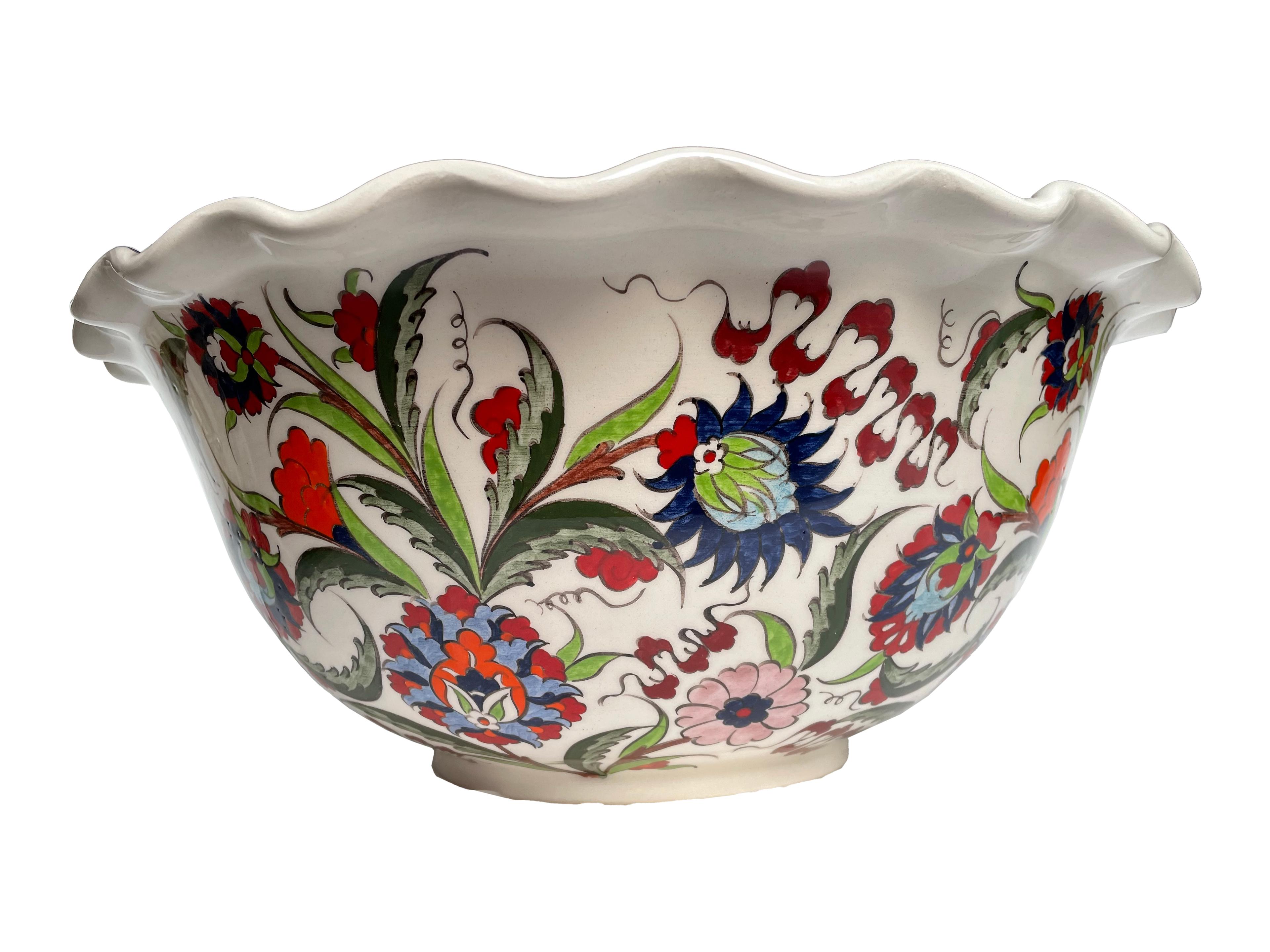 Hand Painted Bathroom Ceramic Vessel Sink Countertop - Multicolor Flowers