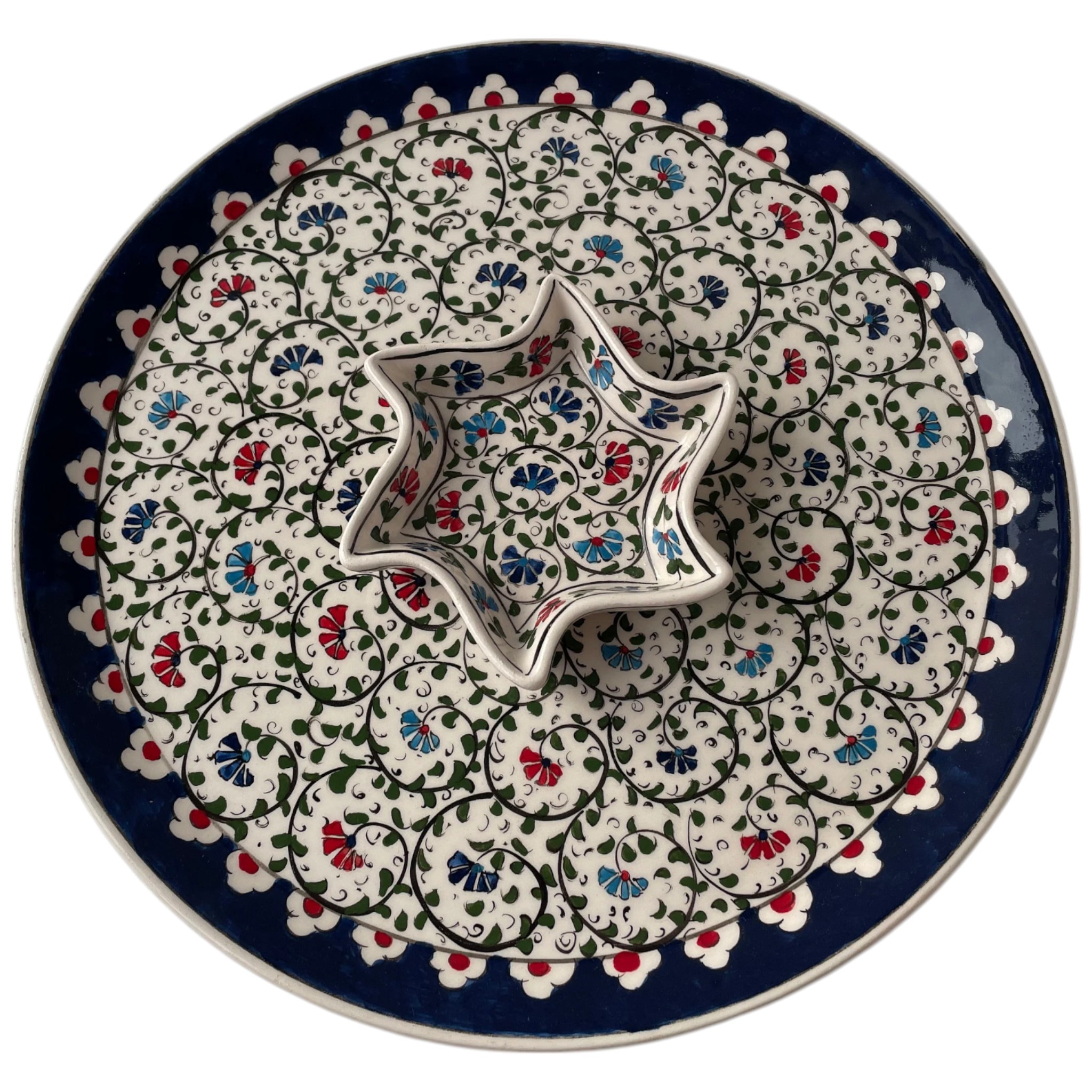 Hand-Painted Ceramic Appetizer Platter Set – Colorful Chip and Dip Serving Tray | Zeem Ceramic