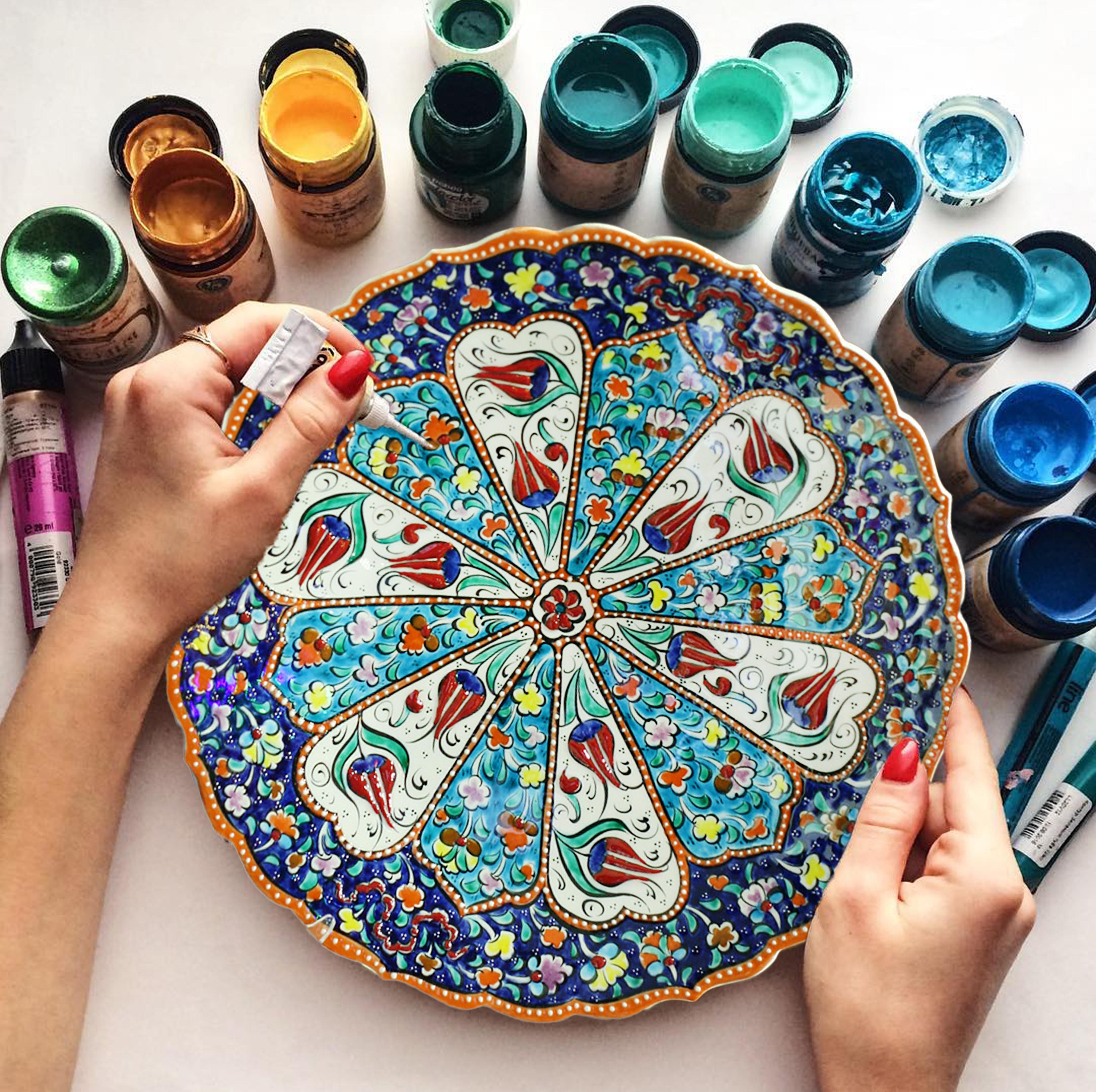 Hand-Painted Turkish Ceramic Dinner Plates - Perfect for Dining and Decor