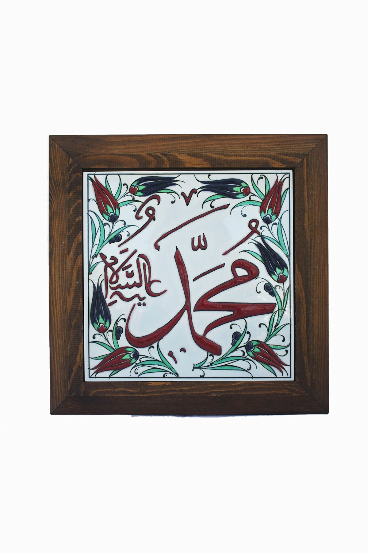 Hand Painted Turkish Ceramic Tile -  Handmade Decorative Islamic Decor - 8 in [20Cm] - Zeem Ceramic