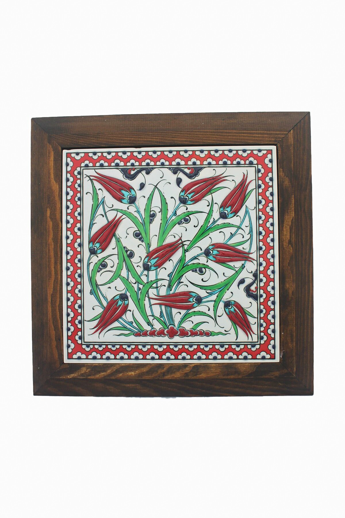 Hand Painted Turkish Ceramic Tile -  Handmade Decorative Floral Patterned Tile - 8 in [20Cm] - Zeem Ceramic