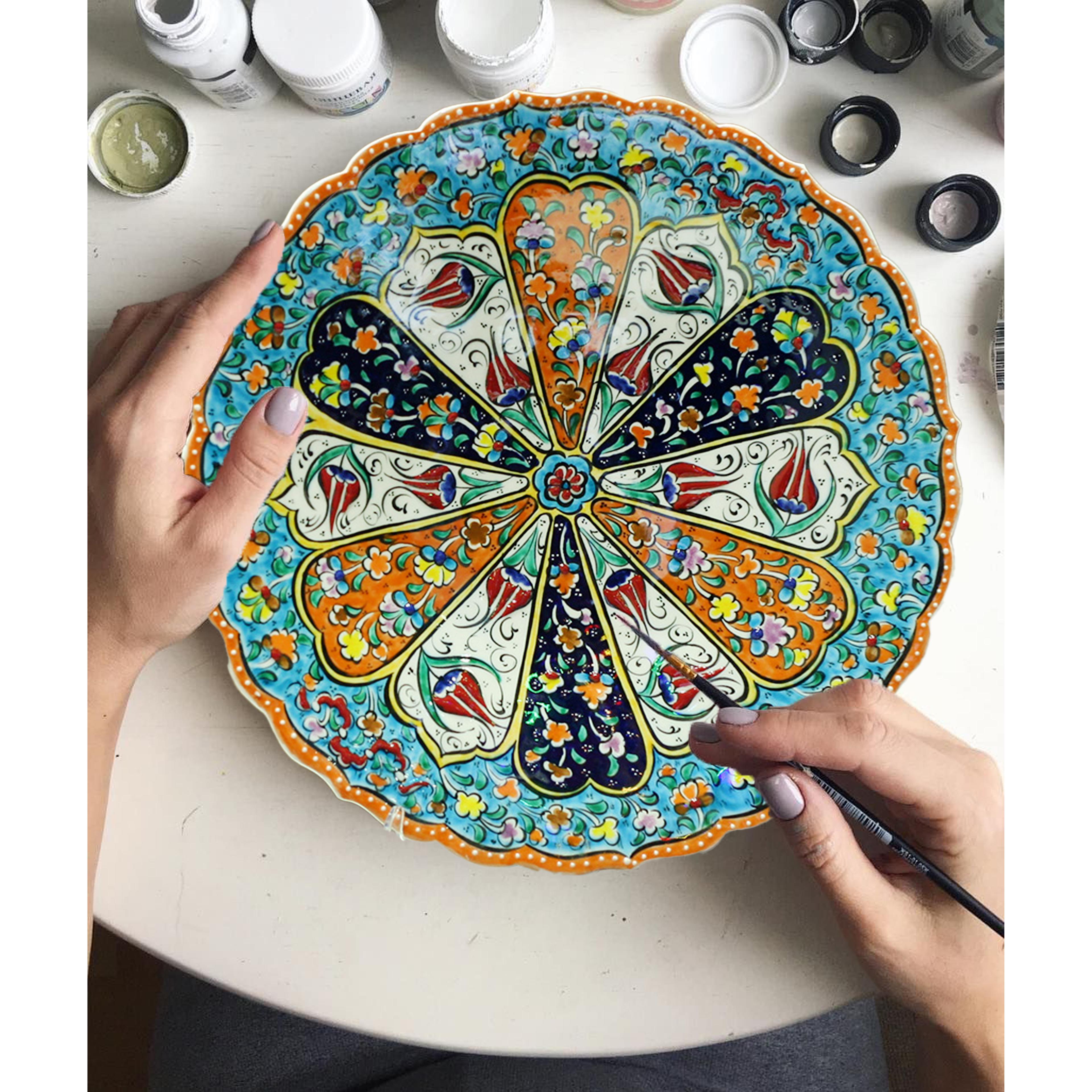 Hand-Painted Turkish Ceramic Dinner Plates - Perfect for Dining and Decor