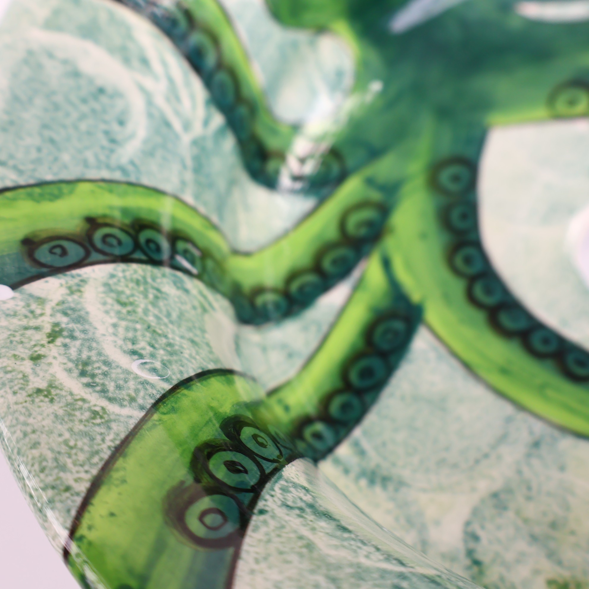 Bathroom Vessel Sink with Green Octopus Pattern