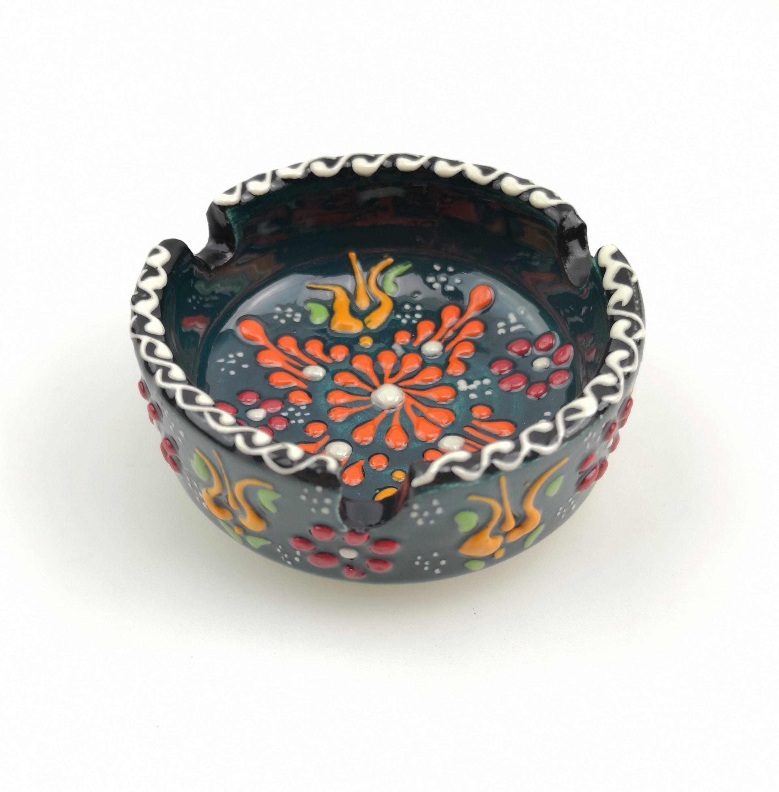 Handcrafted Ceramic Ashtrays with Embossed Floral Patterns for Cigarettes and Guest