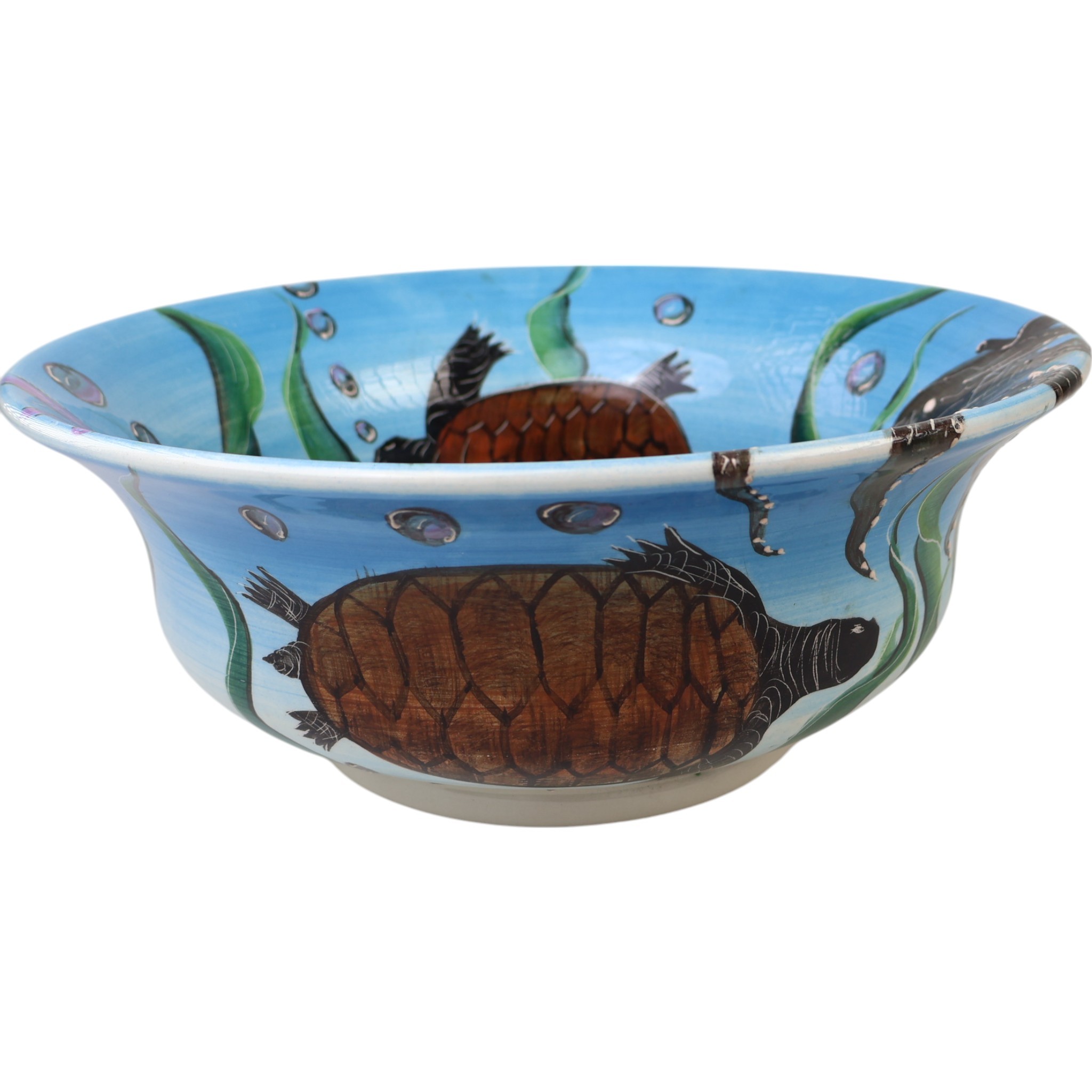 Bathroom Vessel Round Sink Basin - Octopus and Sea Turtle Pattern