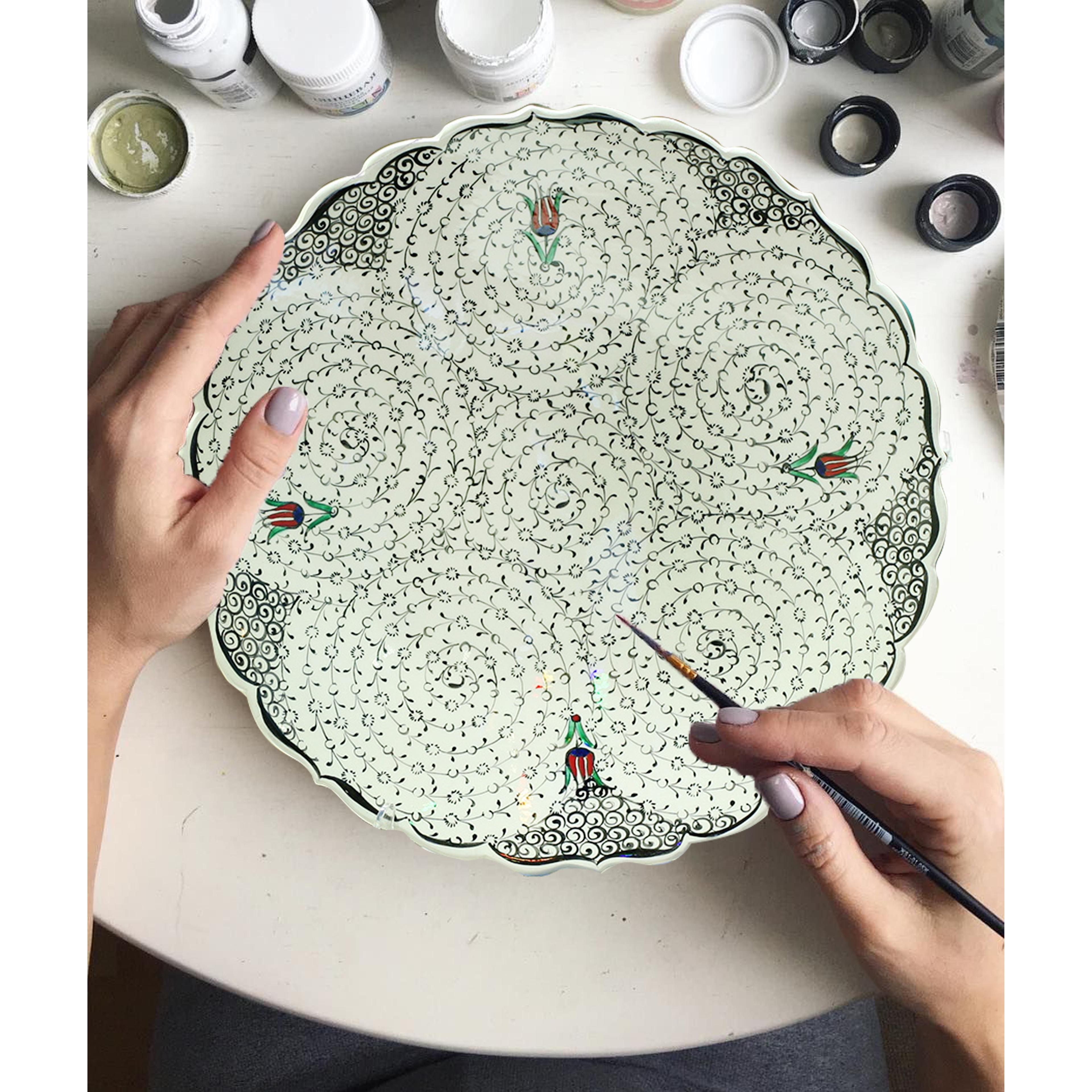 Hand-Painted Turkish Ceramic Dinner Plates - Perfect for Dining and Decor