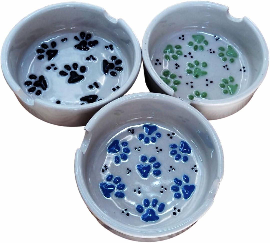 Hand-Painted Ceramic Ashtray - Paw Design and Assorted Colors