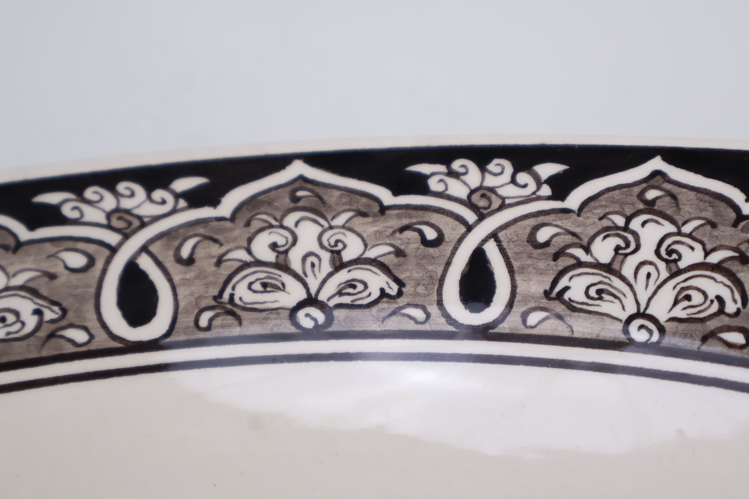 Gray Vessel Bathroom Sink Bowl - Floral & Geometric