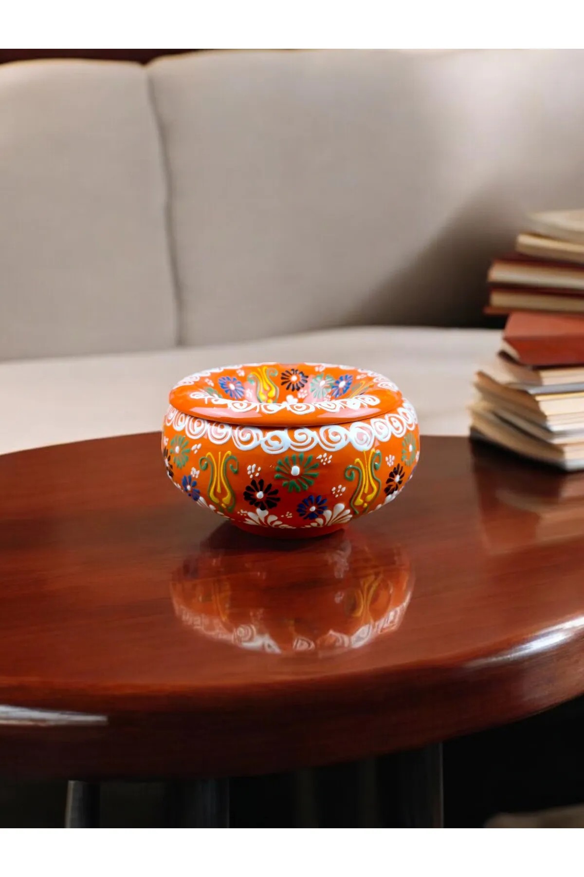 Handmade Ceramic Windproof Ashtrays – Impress Your Guests with Stylish Designs - Orange