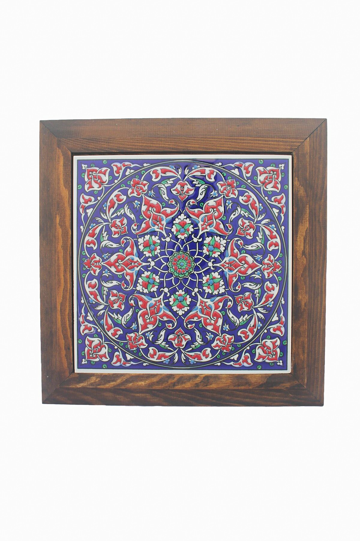 Hand Painted Turkish Ceramic Tile -  Handmade Decorative Floral Patterned Tile - 8 in [20Cm] - Zeem Ceramic