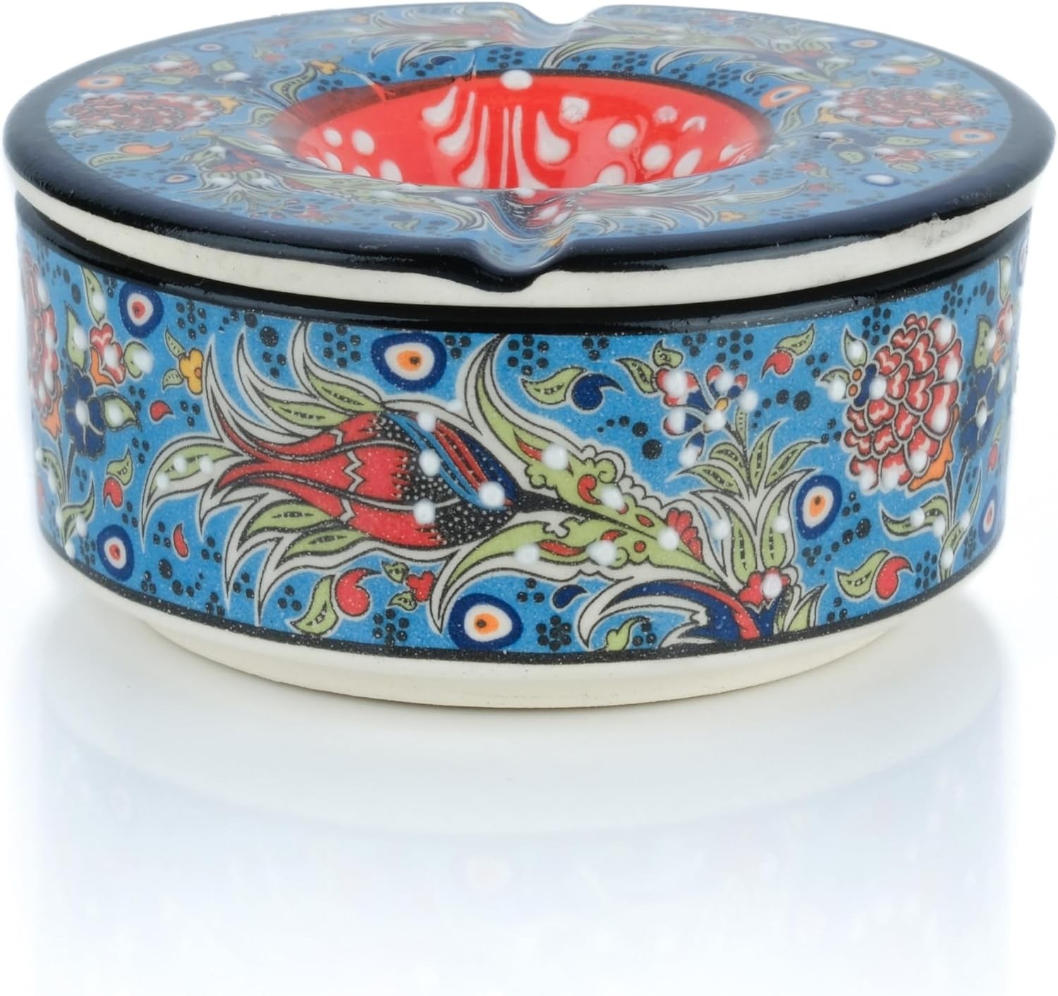 Printed Ceramic Ashtray - Assorted Colors and Floral Patterns