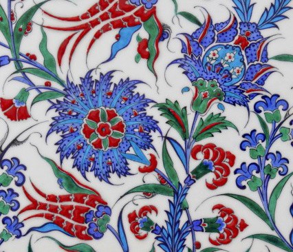 Hand Painted Turkish Ceramic Tile -  Handmade Decorative Floral Patterned Tile - 8 in [20Cm] - Zeem Ceramic