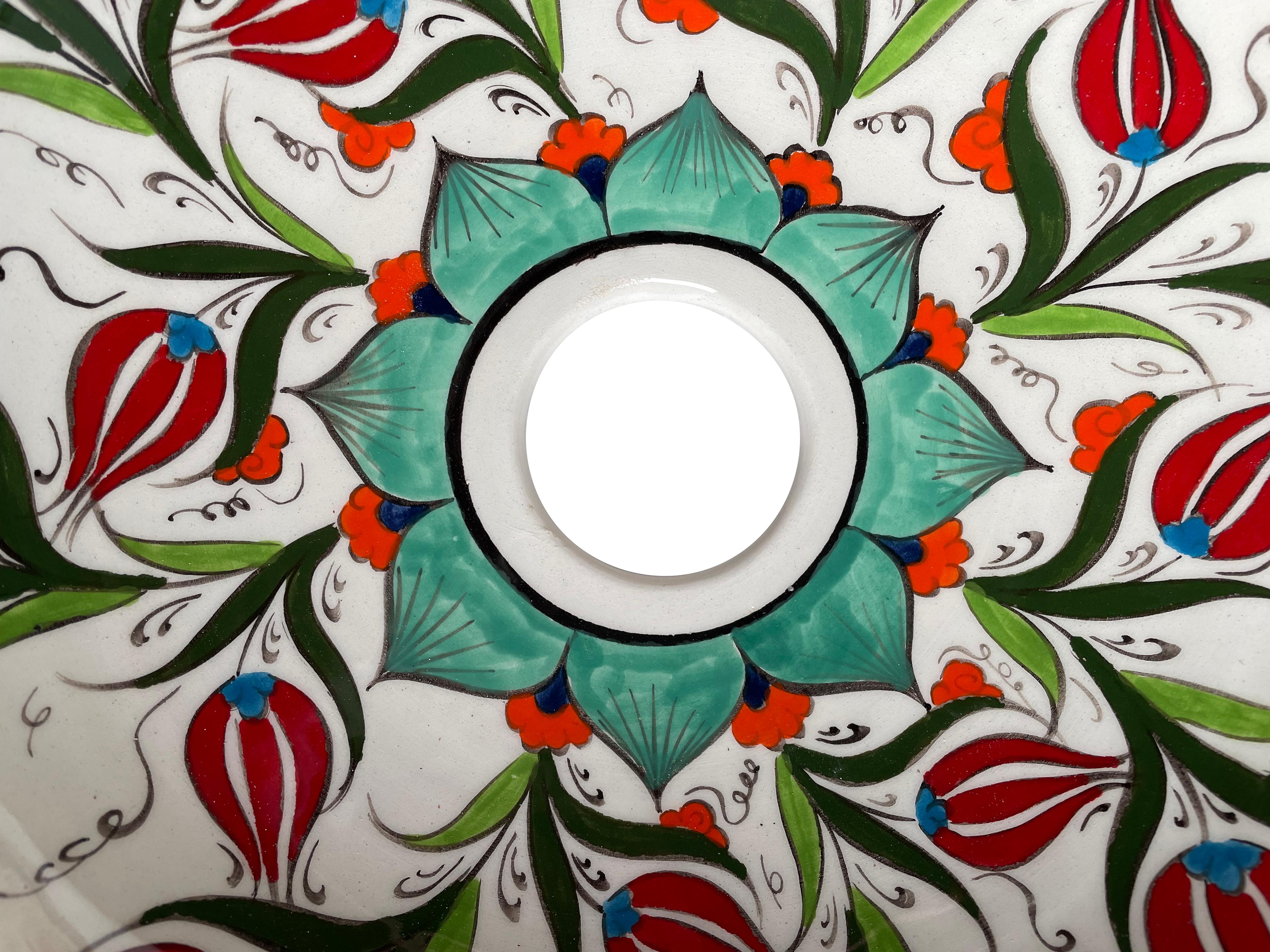 Hand Painted Bathroom Ceramic Vessel Sink Countertop - Tulips