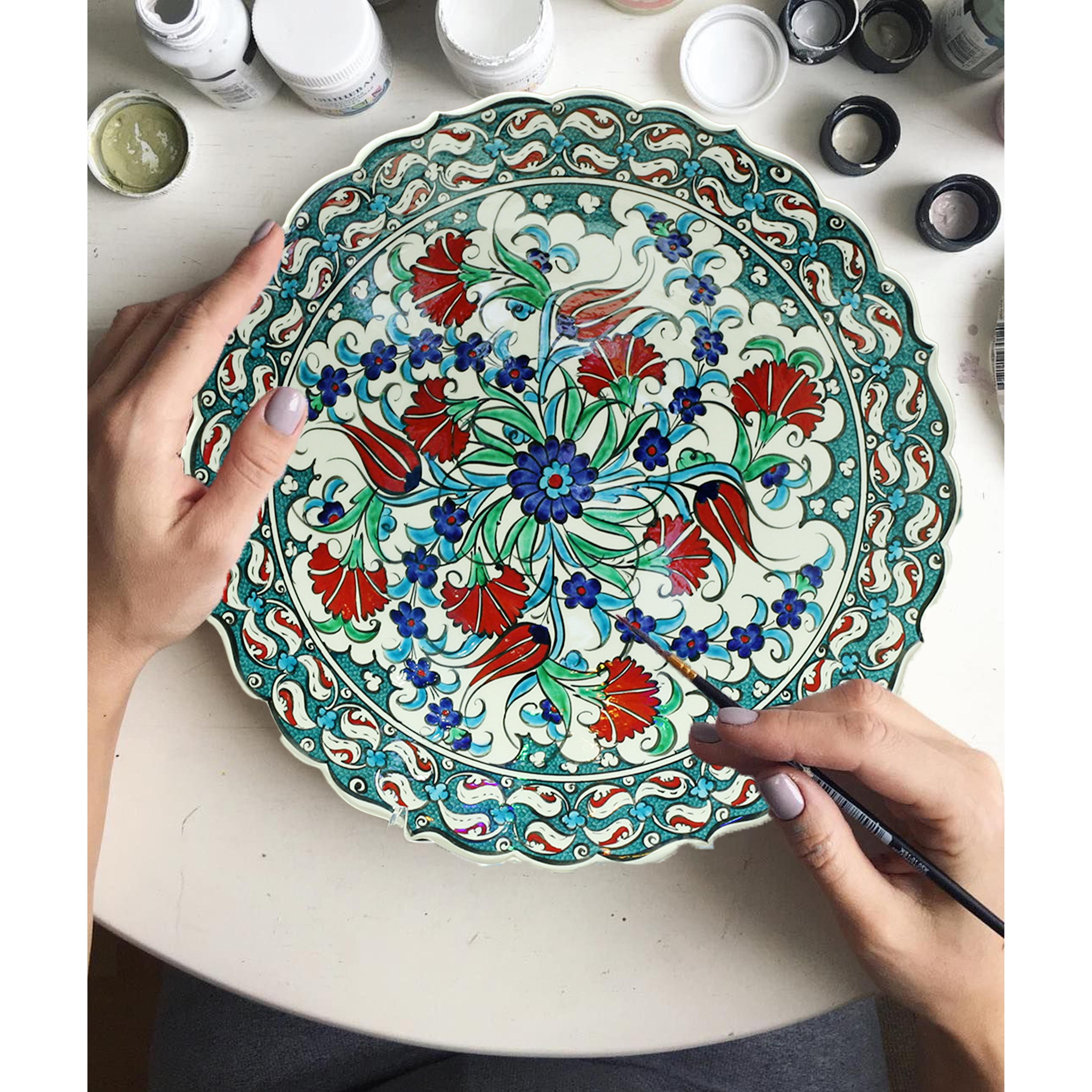 Hand-Painted Turkish Ceramic Dinner Plates - Perfect for Dining and Decor