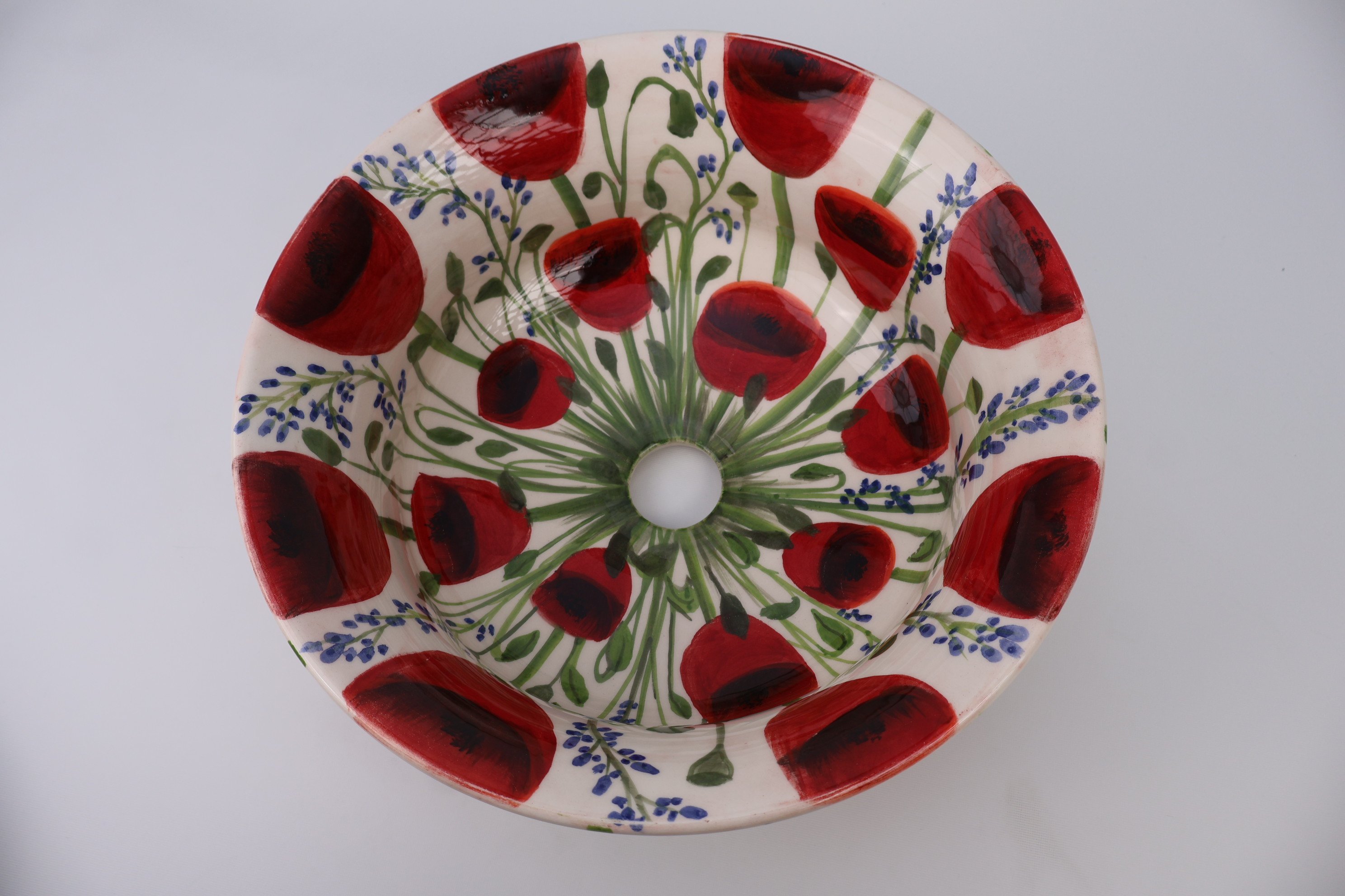 Handmade Ceramic Sink | Botanical Poppy Floral Design