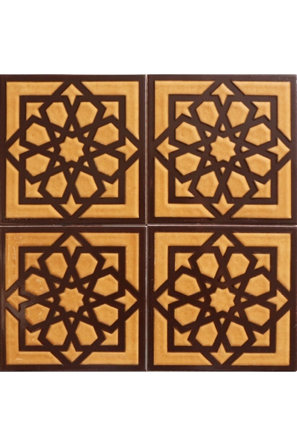 Handcrafted Ceramic Tile -  Screenprinting Bathroom Floor Tile with Geometrical Pattern - 8 in [20Cm]