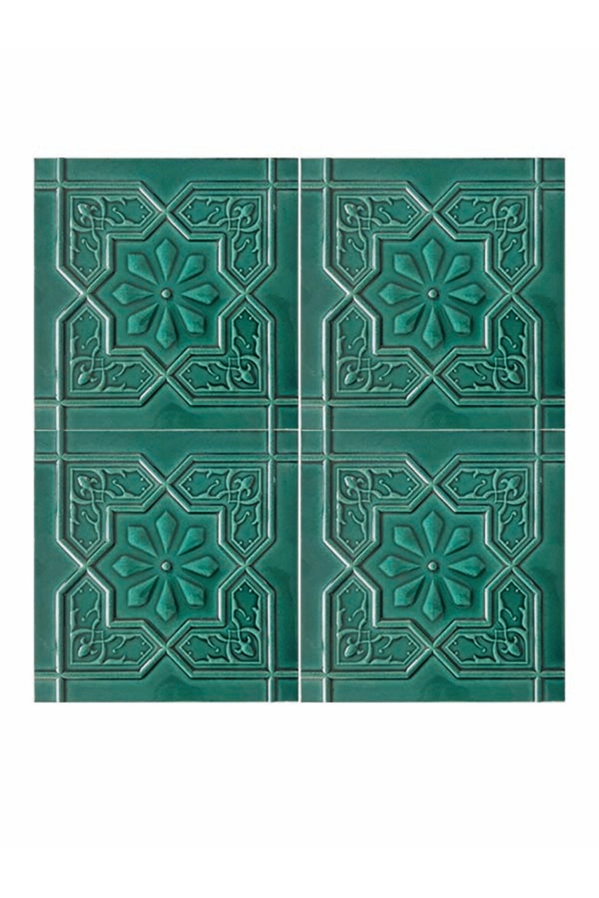 Handcrafted Ceramic Tile -  Screenprinting Bathroom Floor Tile with Floral Pattern - 8 in [20Cm]