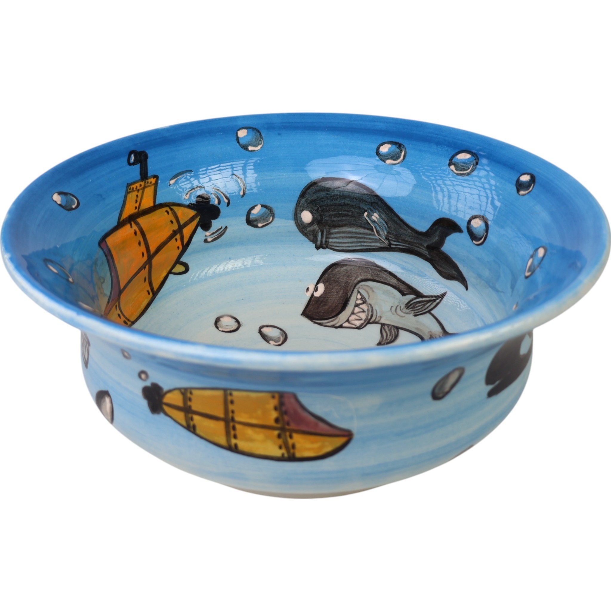 Bathroom Vessel Round Sink Basin - Shark and Octopus Pattern Washbasin