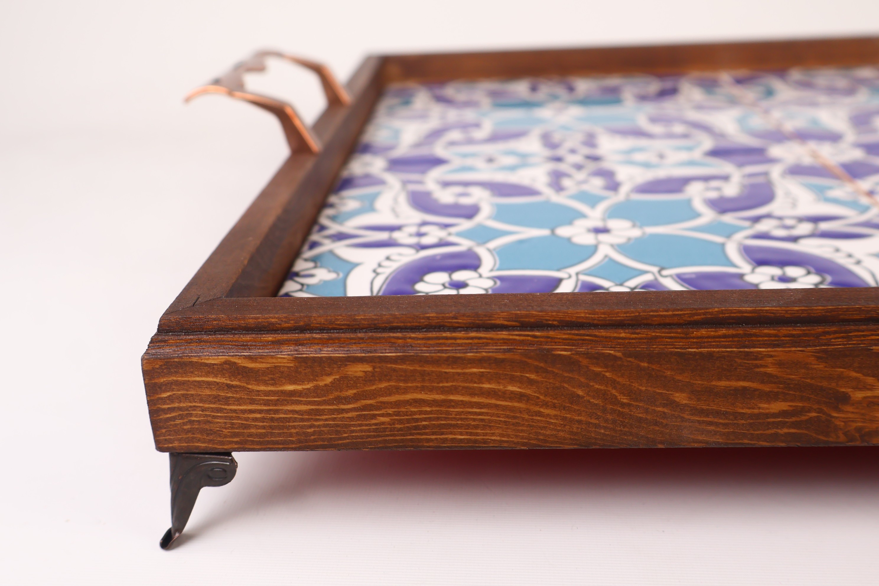 Versatile Wood Tray with Artistic Tile Work | Serve in Style