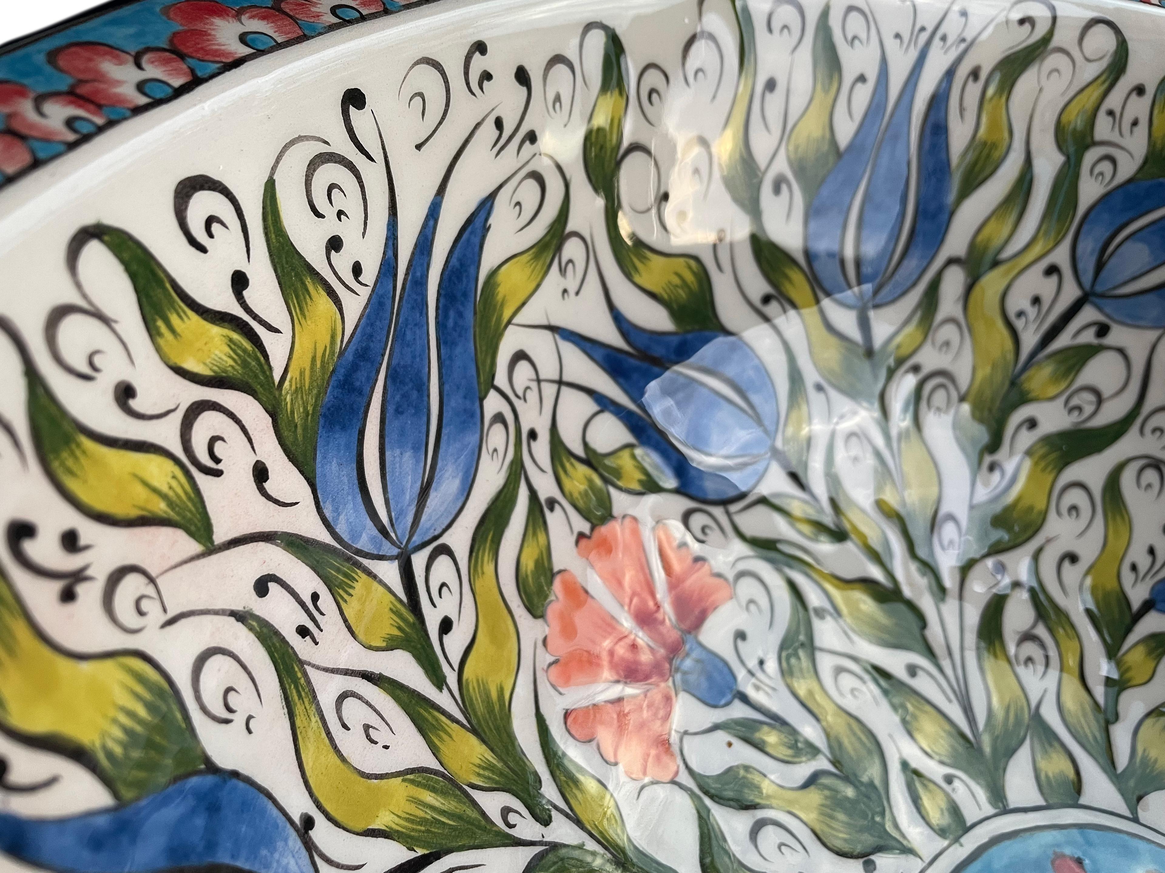 Hand Painted Bathroom Ceramic Vessel Sink Countertop - Multicolor Flowers