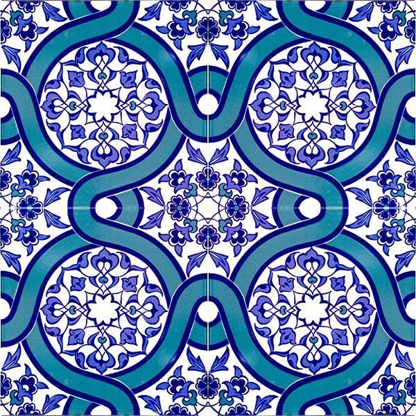 Screenprinting Turkish Ceramic Tile - Handcrafted Kitchen Backsplash Tile with Floral Pattern - 8 in [20Cm]