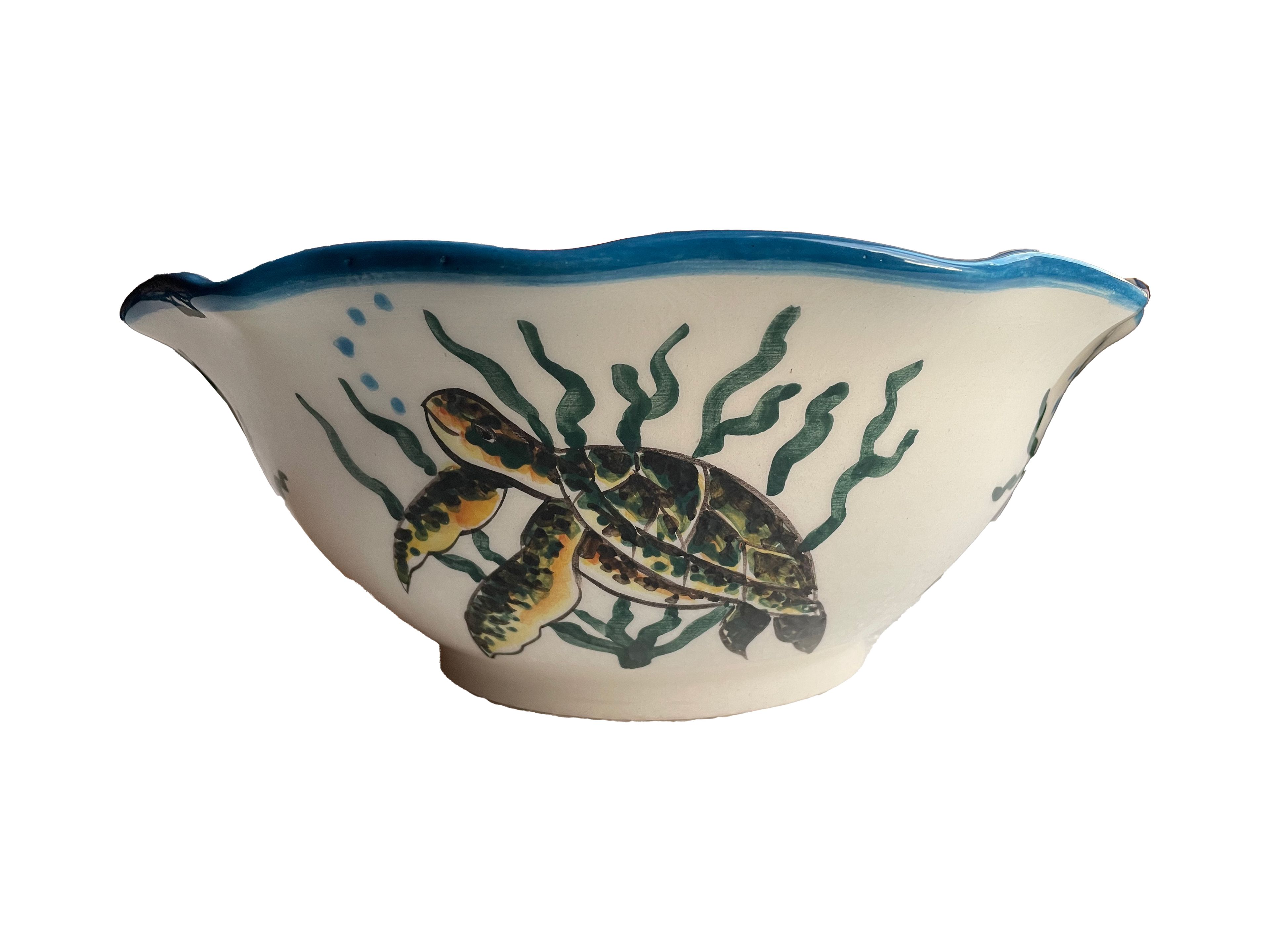 Hand Painted Bathroom Ceramic Vessel Sink Countertop - Sea Creatures