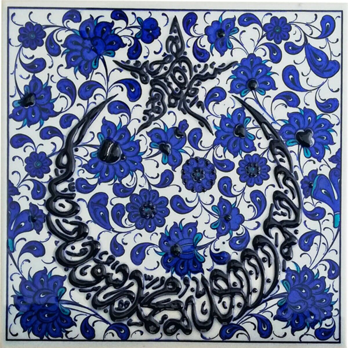 Hand Painted Turkish Ceramic Tile -  Handmade Decorative Floral Patterned Tile - 8 in [20Cm] - Zeem Ceramic