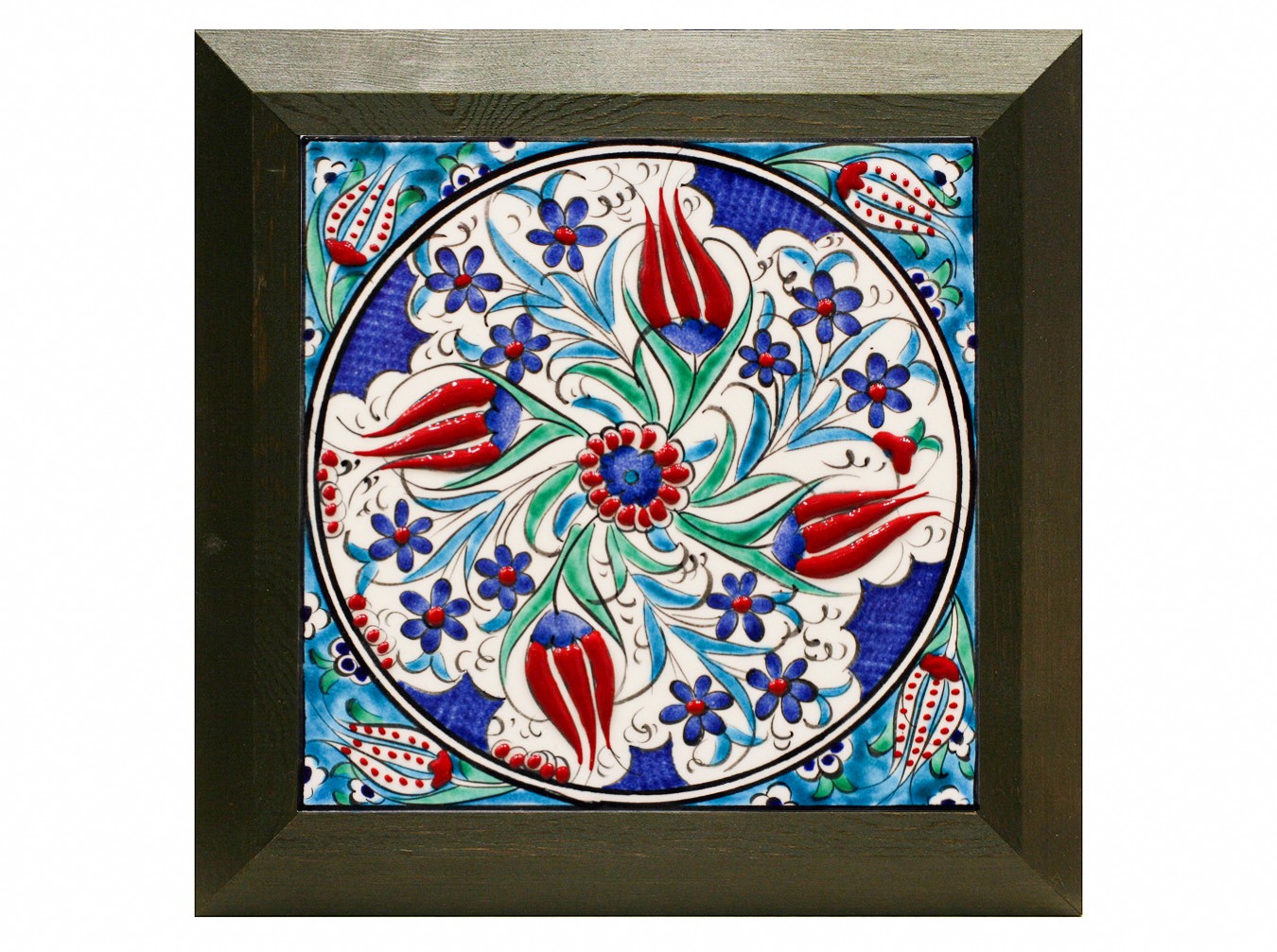 Hand Painted Turkish Ceramic Tile -  Handmade Decorative Floral Patterned Tile - 8 in [20Cm] - Zeem Ceramic