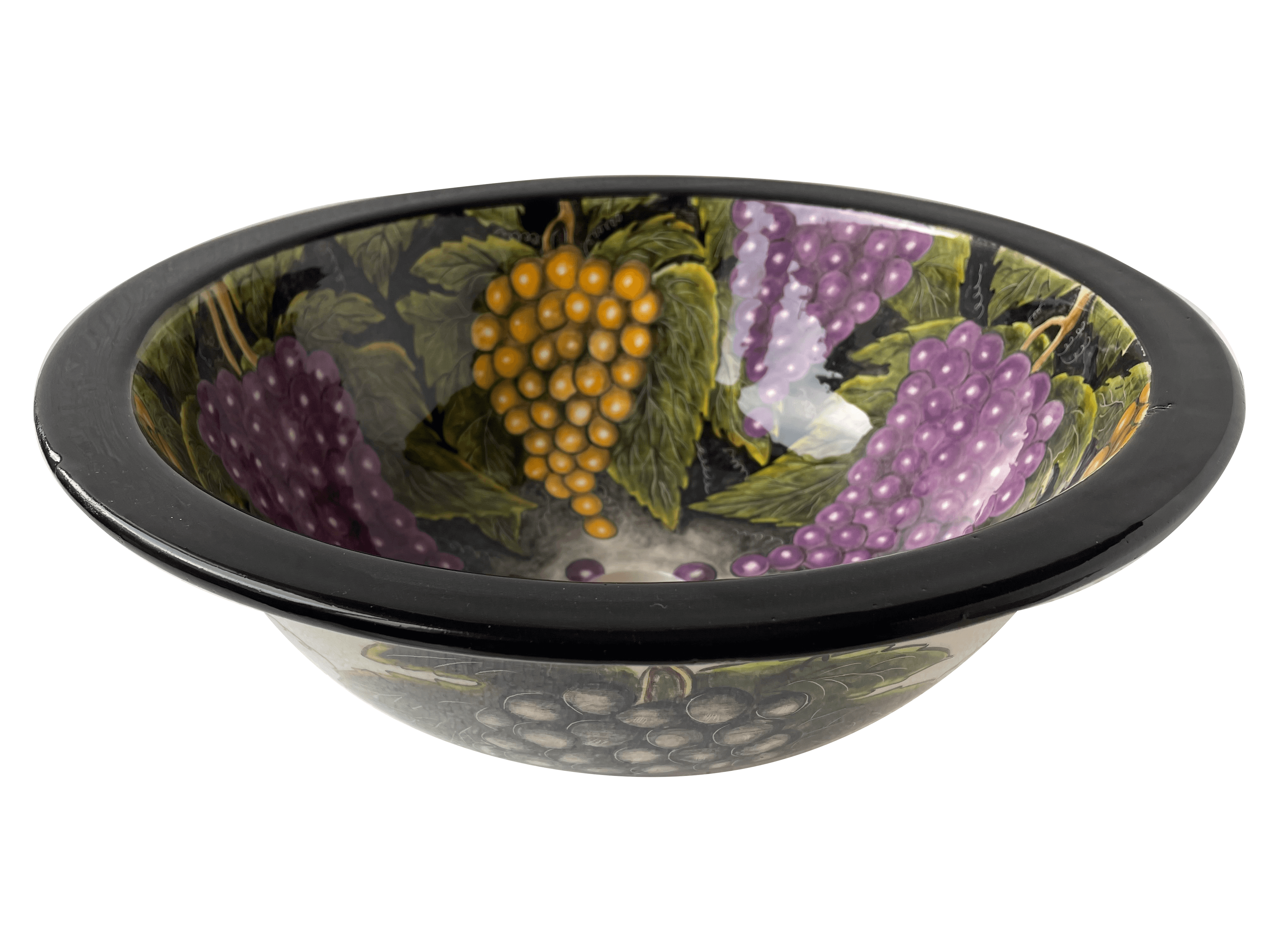 Hand Painted Bathroom Vanity Top Ceramic Vessel Sink - Grapes