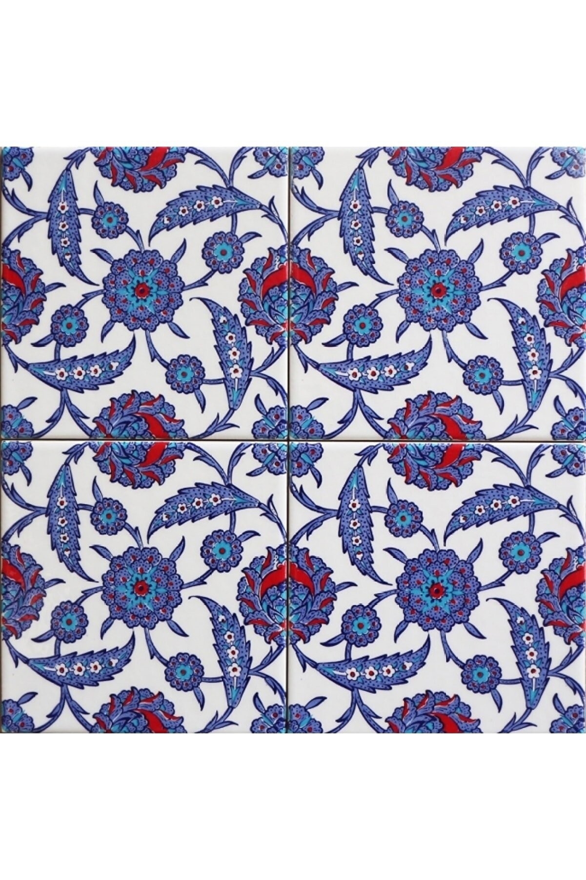 Handcrafted Ceramic Tile -  Screenprinting Bathroom Floor Tile with Floral Pattern - 8 in [20Cm]