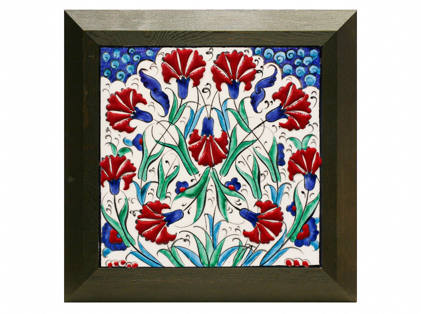 Hand Painted Turkish Ceramic Tile -  Handmade Decorative Floral Patterned Tile - 8 in [20Cm] - Zeem Ceramic