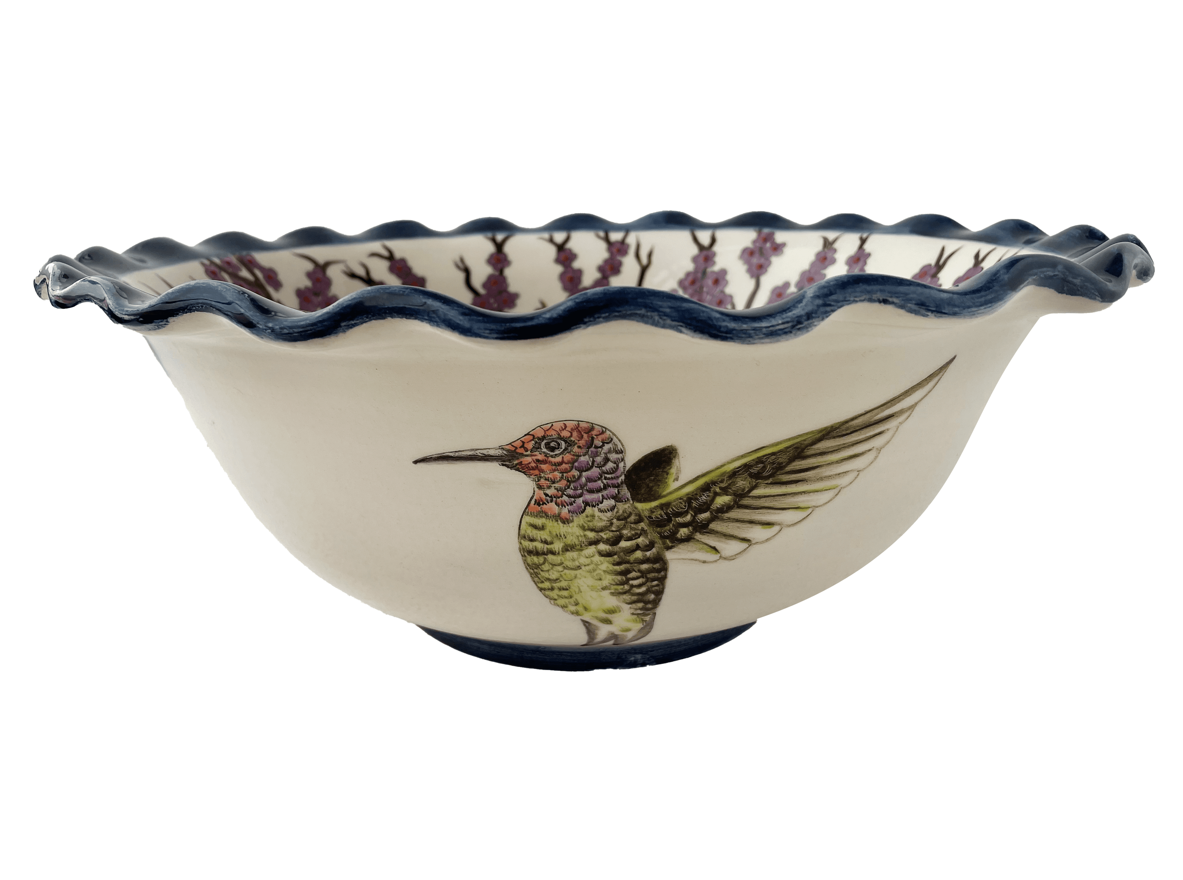 Hand Painted Bathroom Vanity Top Ceramic Vessel Sink - Hummingbird and Sakura