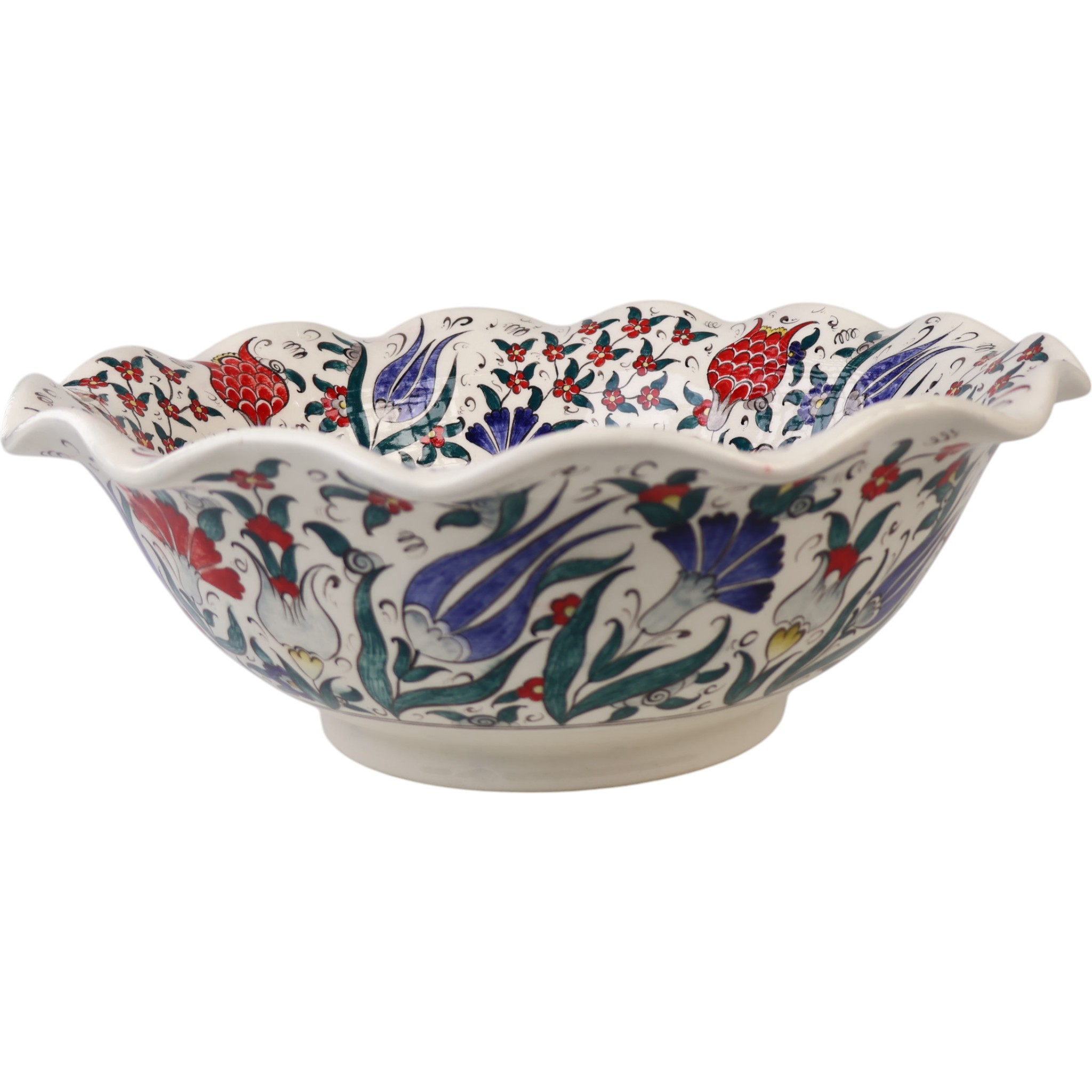 Turkish Ceramic Sink Bowl | Iznik-Inspired Vibrant Floral Ceramic Washbasin for Bathroom Remodeling