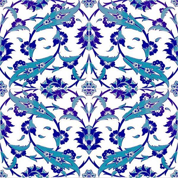 Unique Ceramic Turkish Ceramic Tile - Handcrafted Floor Tile with Floral Pattern - 8 in [20Cm]