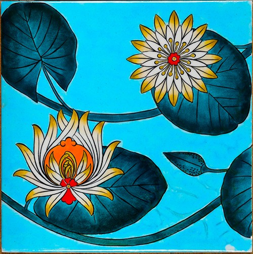 Hand Painted Turkish Ceramic Tile -  Handmade Decorative Floral Patterned Tile - 8 in [20Cm] - Zeem Ceramic