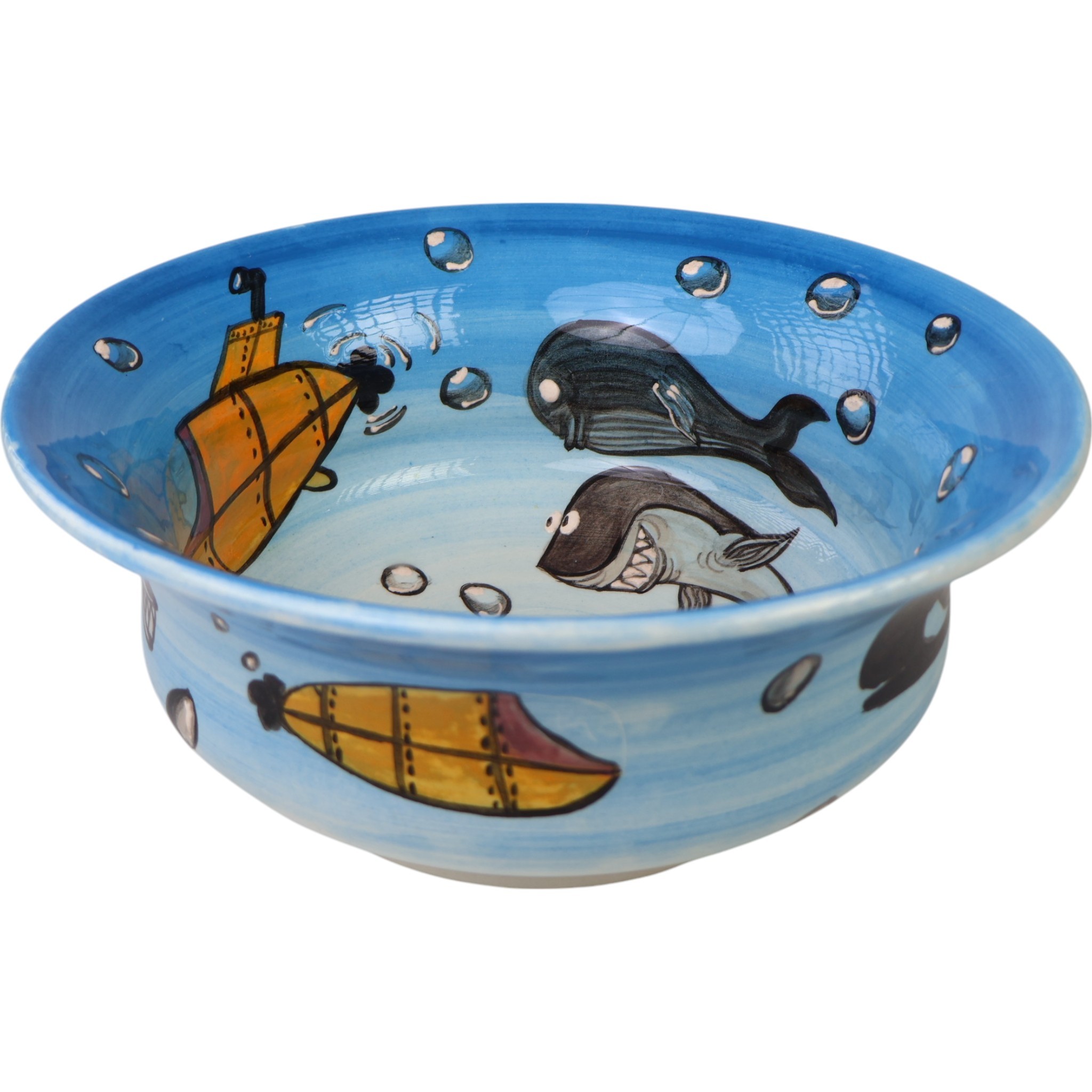 Bathroom Vessel Round Sink Basin - Shark and Octopus Pattern Washbasin