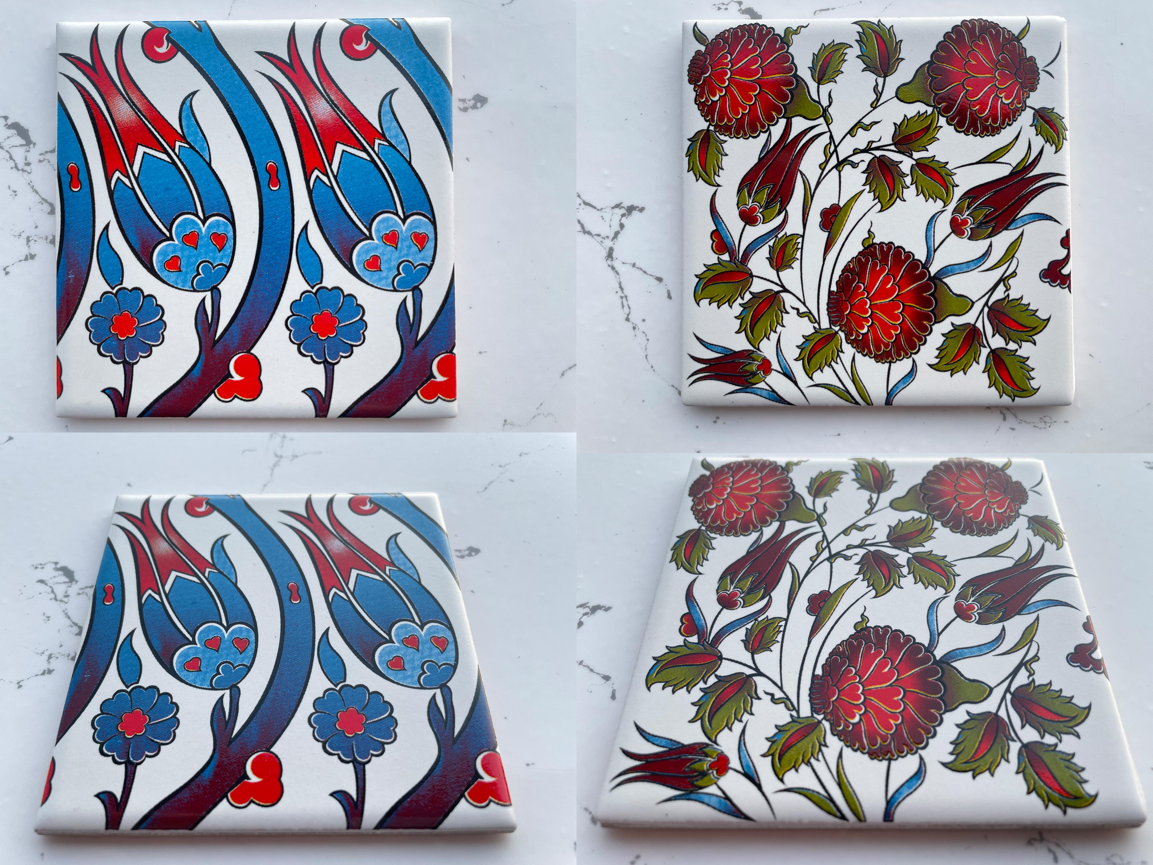 Screen-Printed Mexican Tile Designs - Handcrafted Backsplash 3.7" Tile with Traditional Pattern