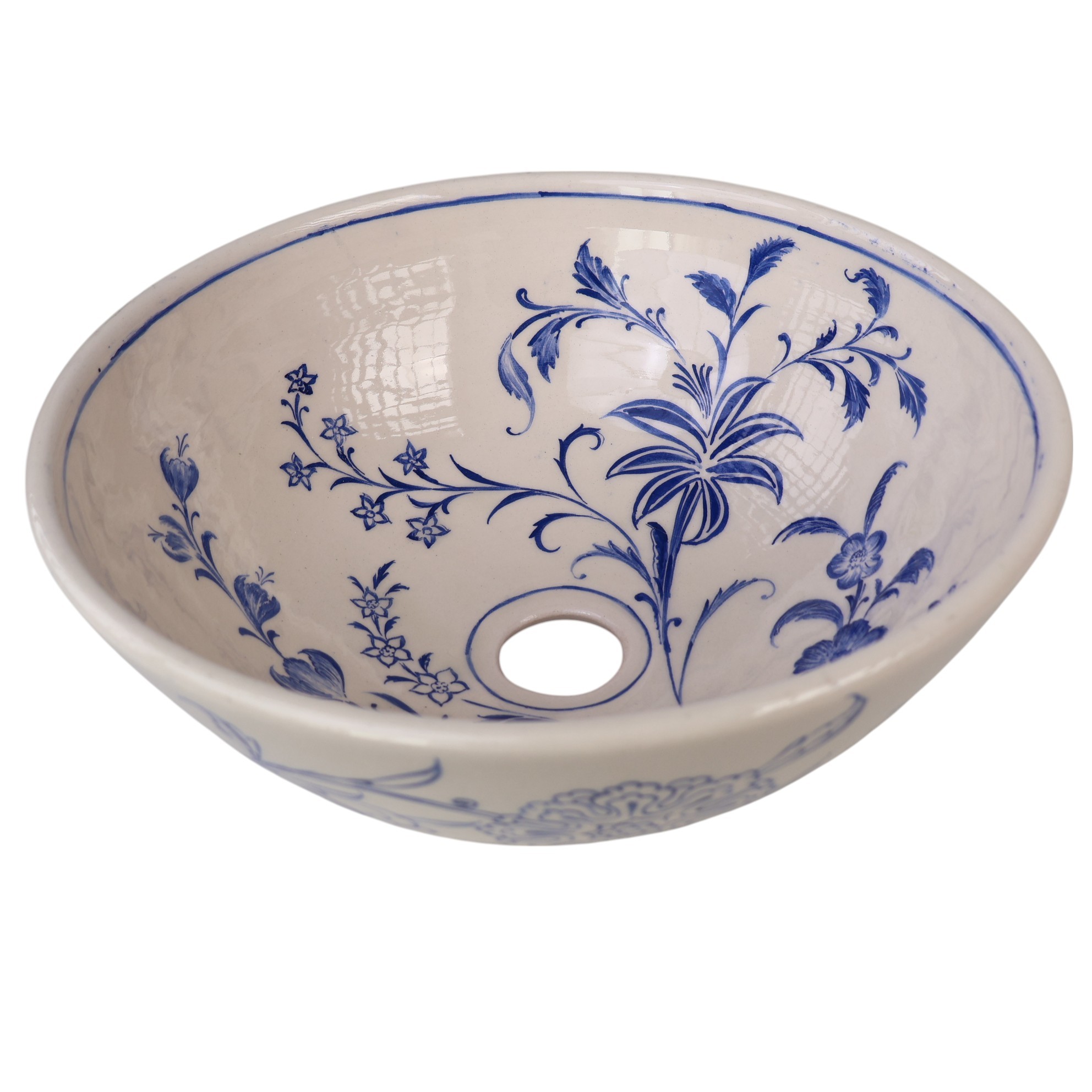 Handmade Blue Floral Ceramic Sink – Ottoman Art Inspired Basin – Zeem Ceramic