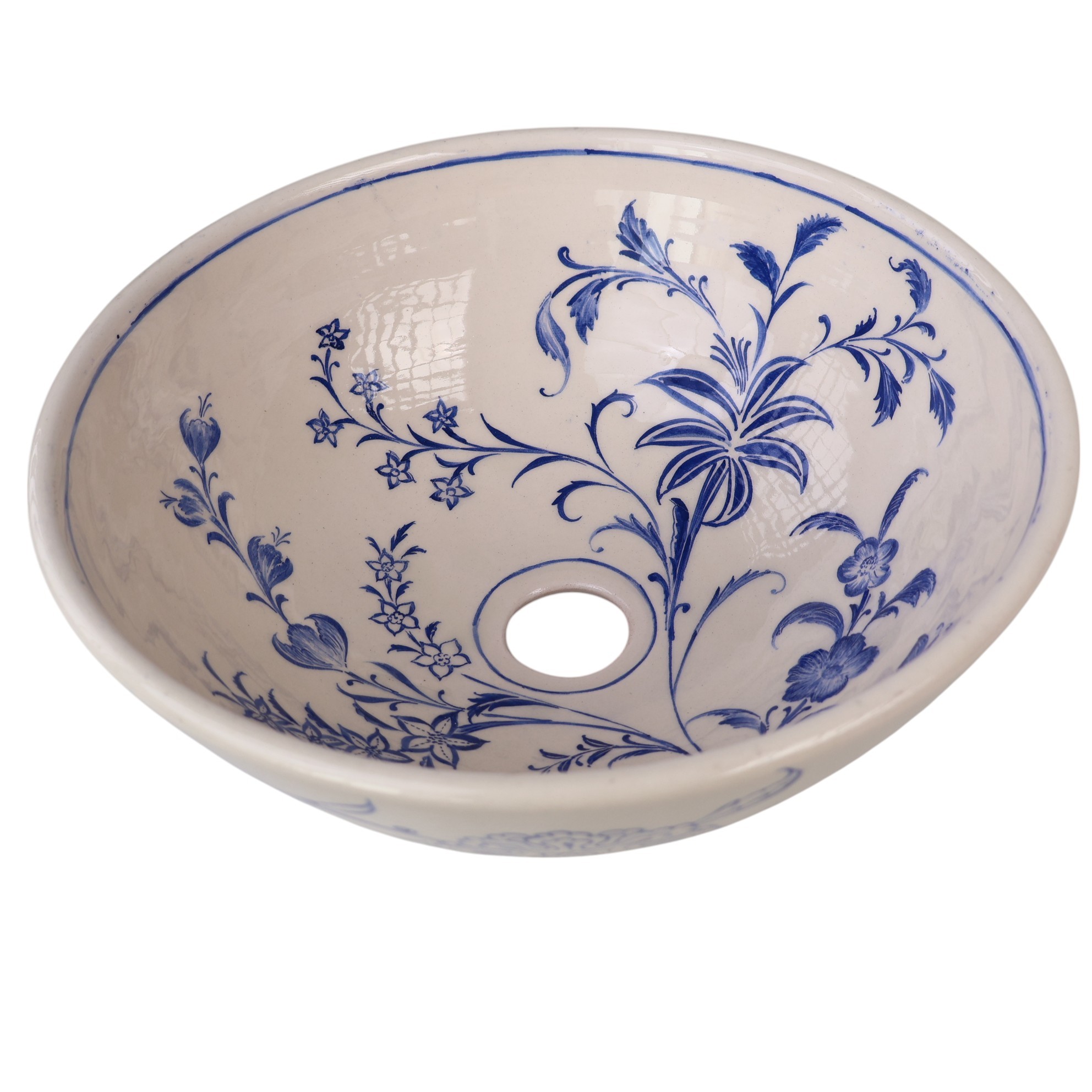 Handmade Blue Floral Ceramic Sink – Ottoman Art Inspired Basin – Zeem Ceramic