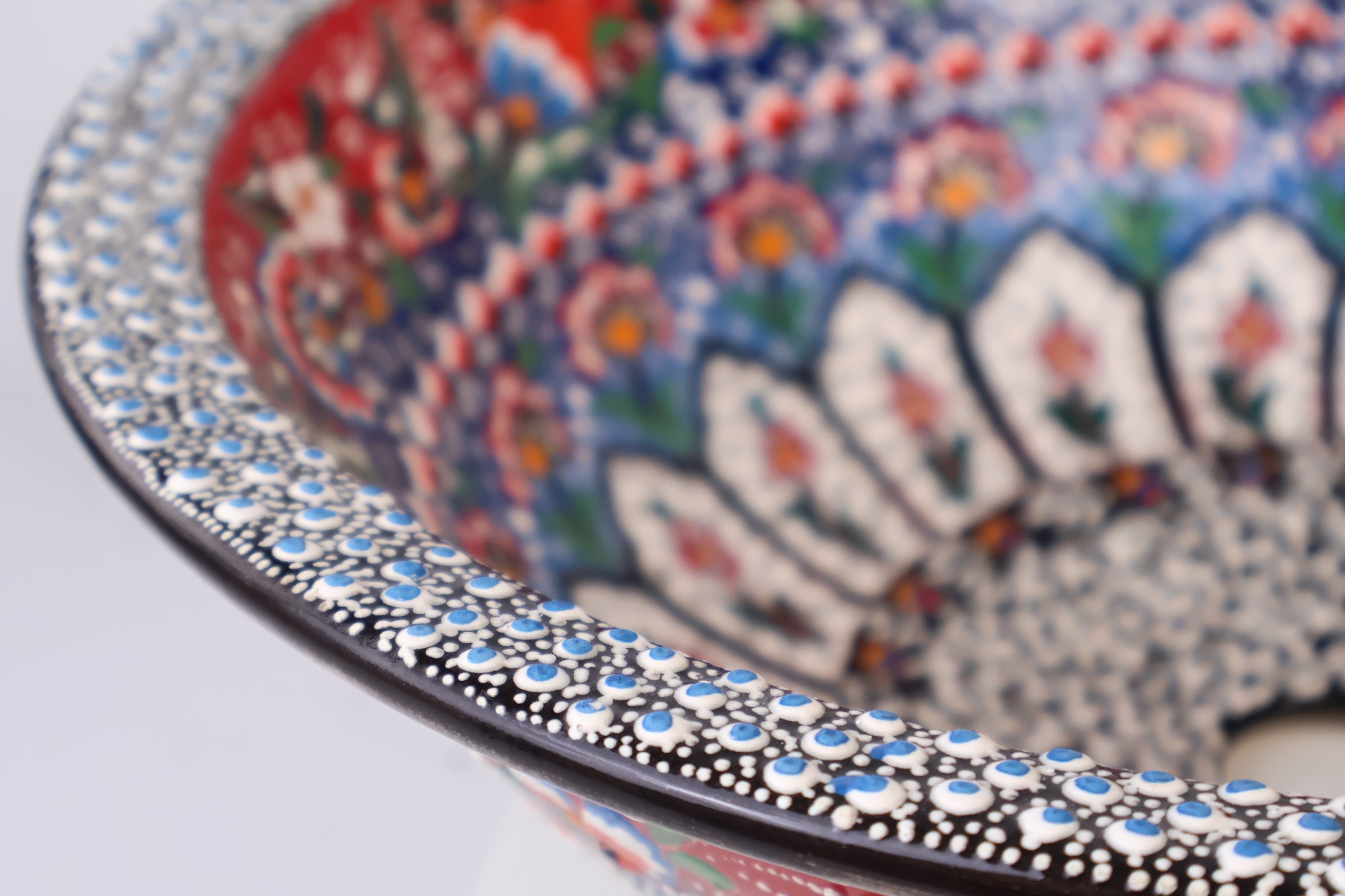 Hand-Painted Red Floral Ceramic Bathroom Vessel Sink – Artistic Washbasin for Kitchen or Bath