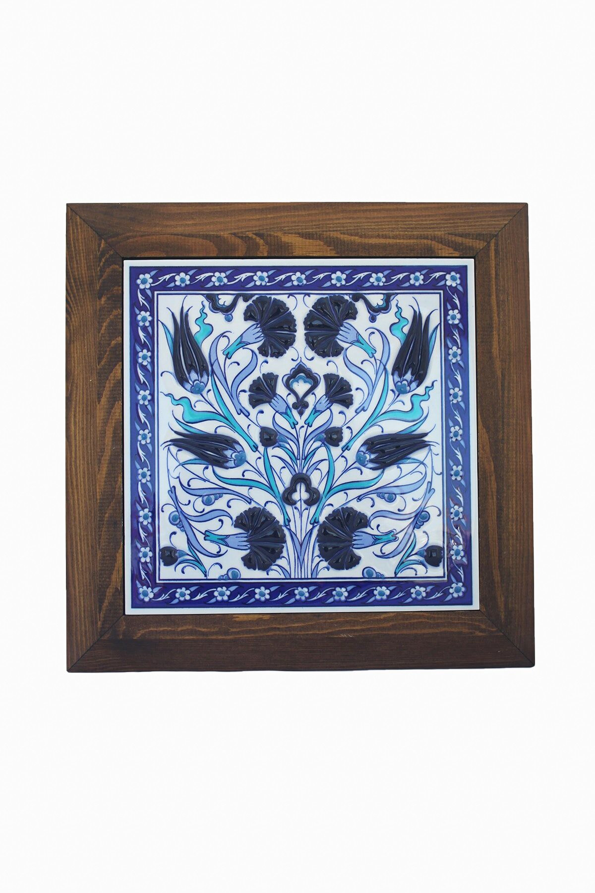 Hand Painted Turkish Ceramic Tile -  Handmade Decorative Floral Patterned Tile - 8 in [20Cm] - Zeem Ceramic