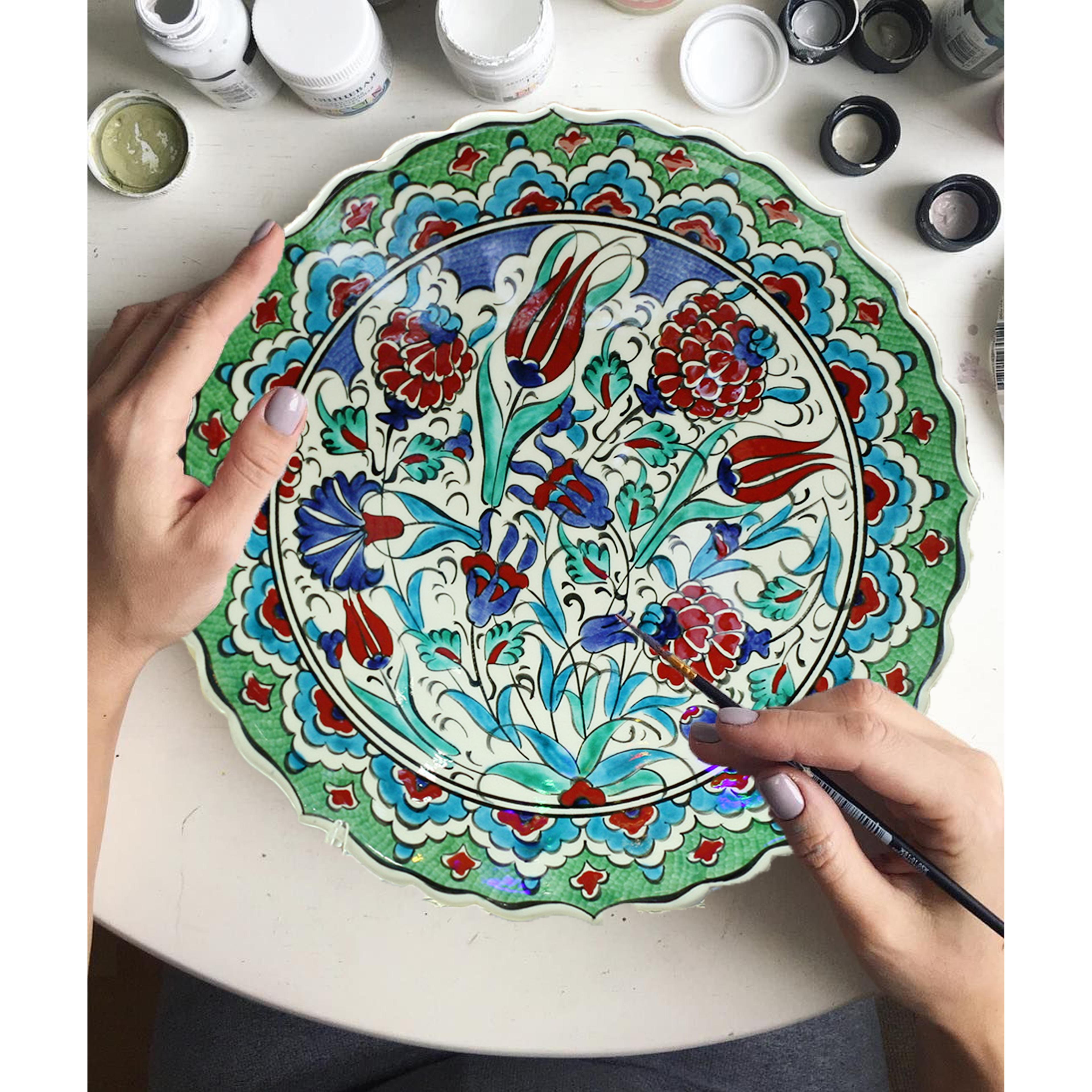 Hand-Painted Turkish Ceramic Dinner Plates - Perfect for Dining and Decor