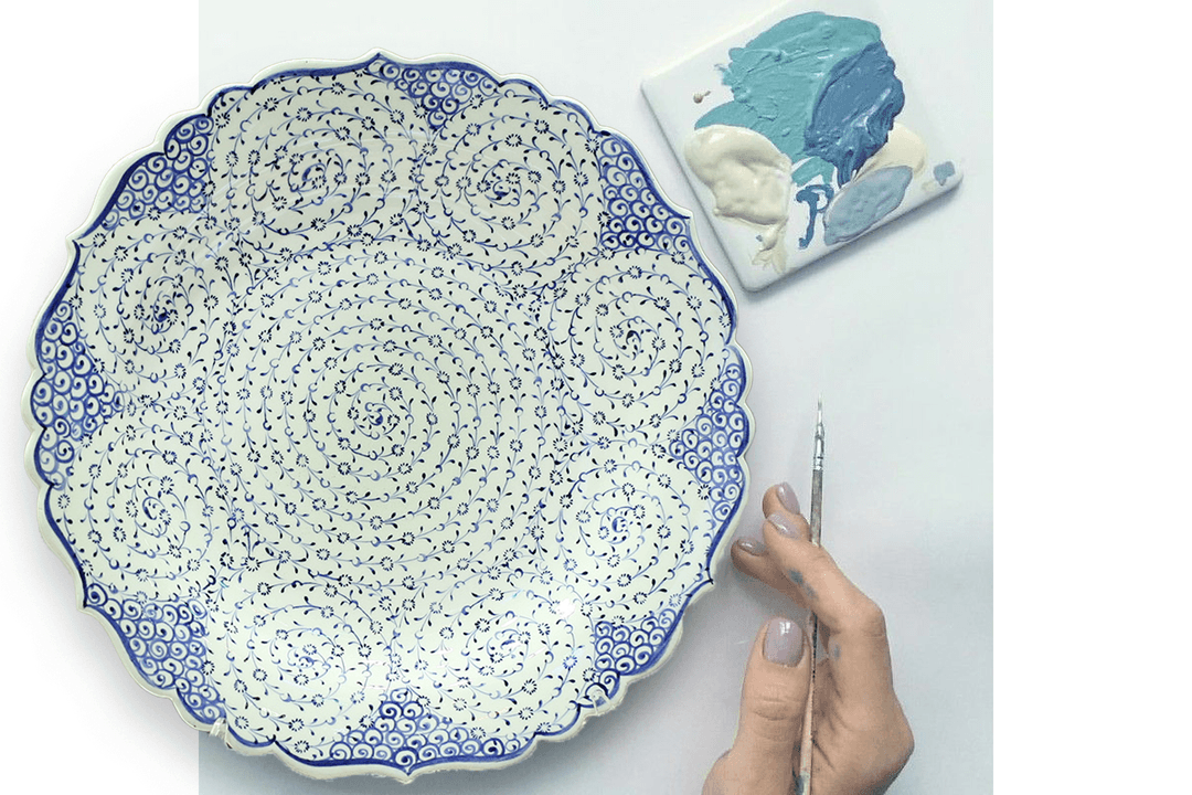 Handcrafted Anatolian Ceramic Plates with Floral Designs