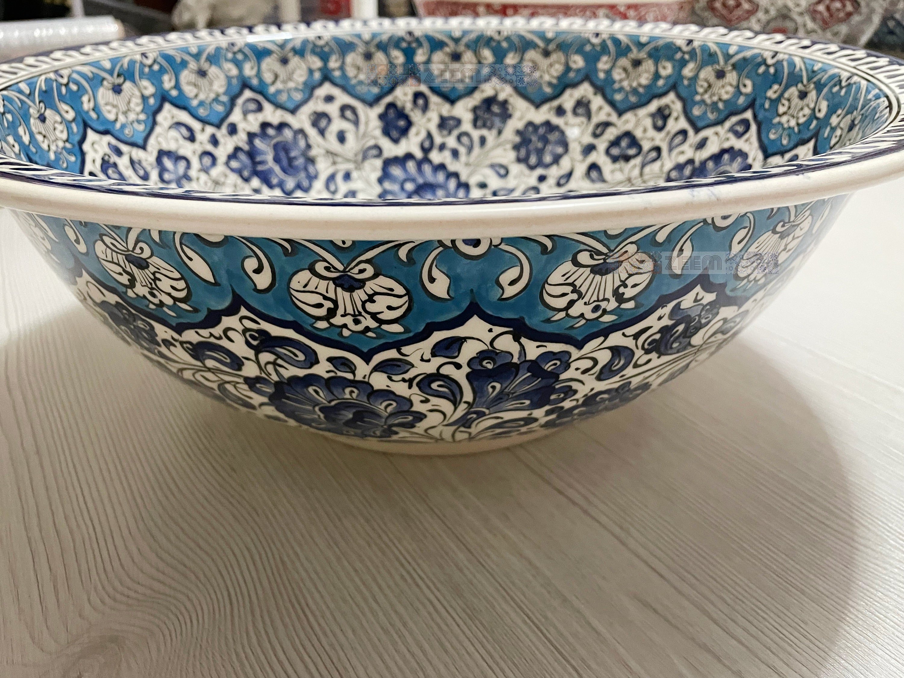 Turkish Hand Painted Bathroom Vessel Sink | Rumi and Blue Lotus