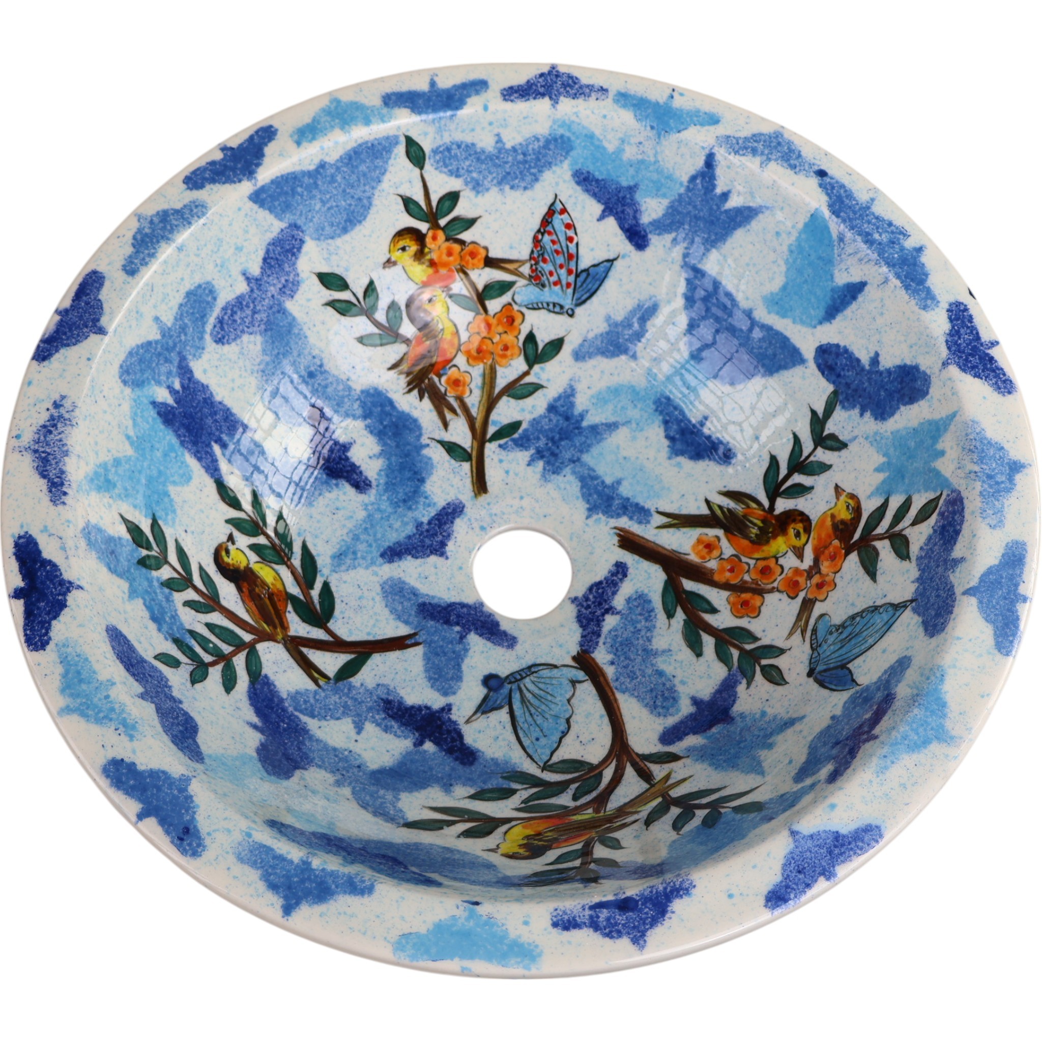 Ceramic Sink - Birds, Butterflies and Leaves