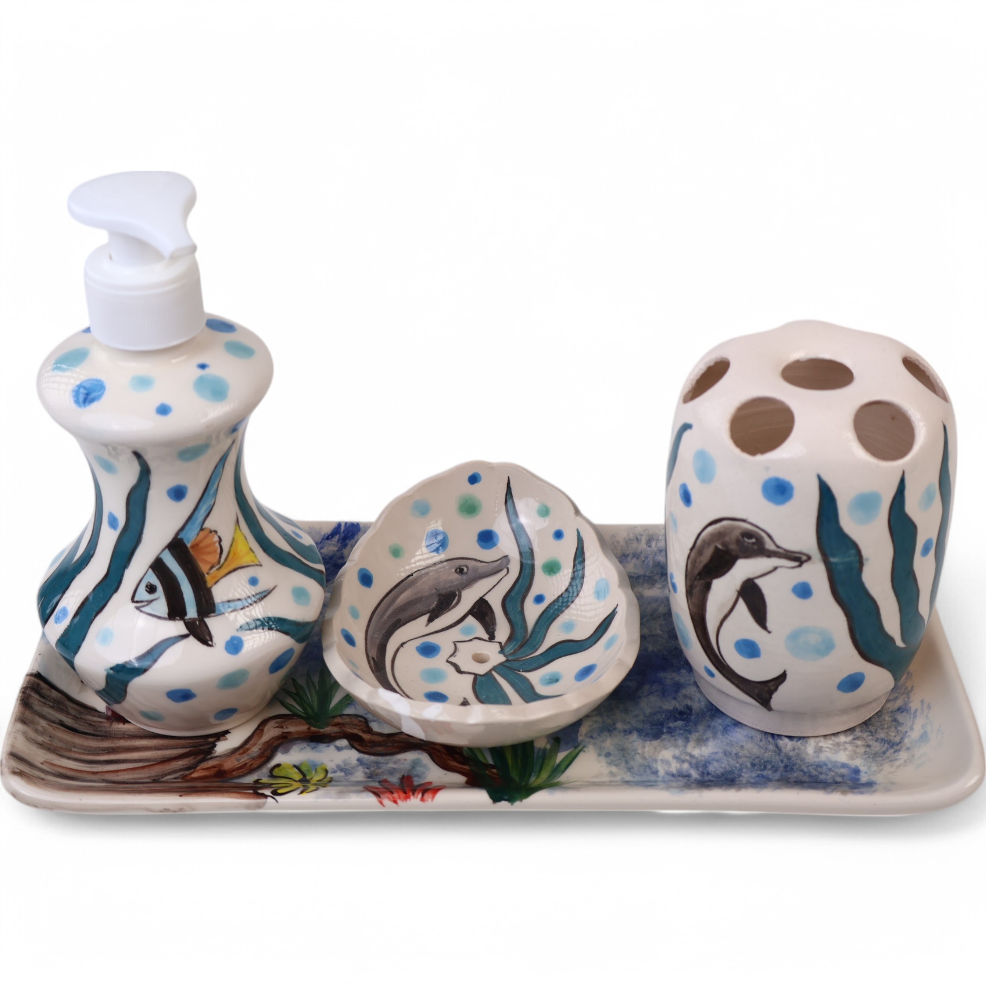 Stylish Hand-Painted Ceramic Bathroom Accessories & Dolphin | Zeem Ceramic