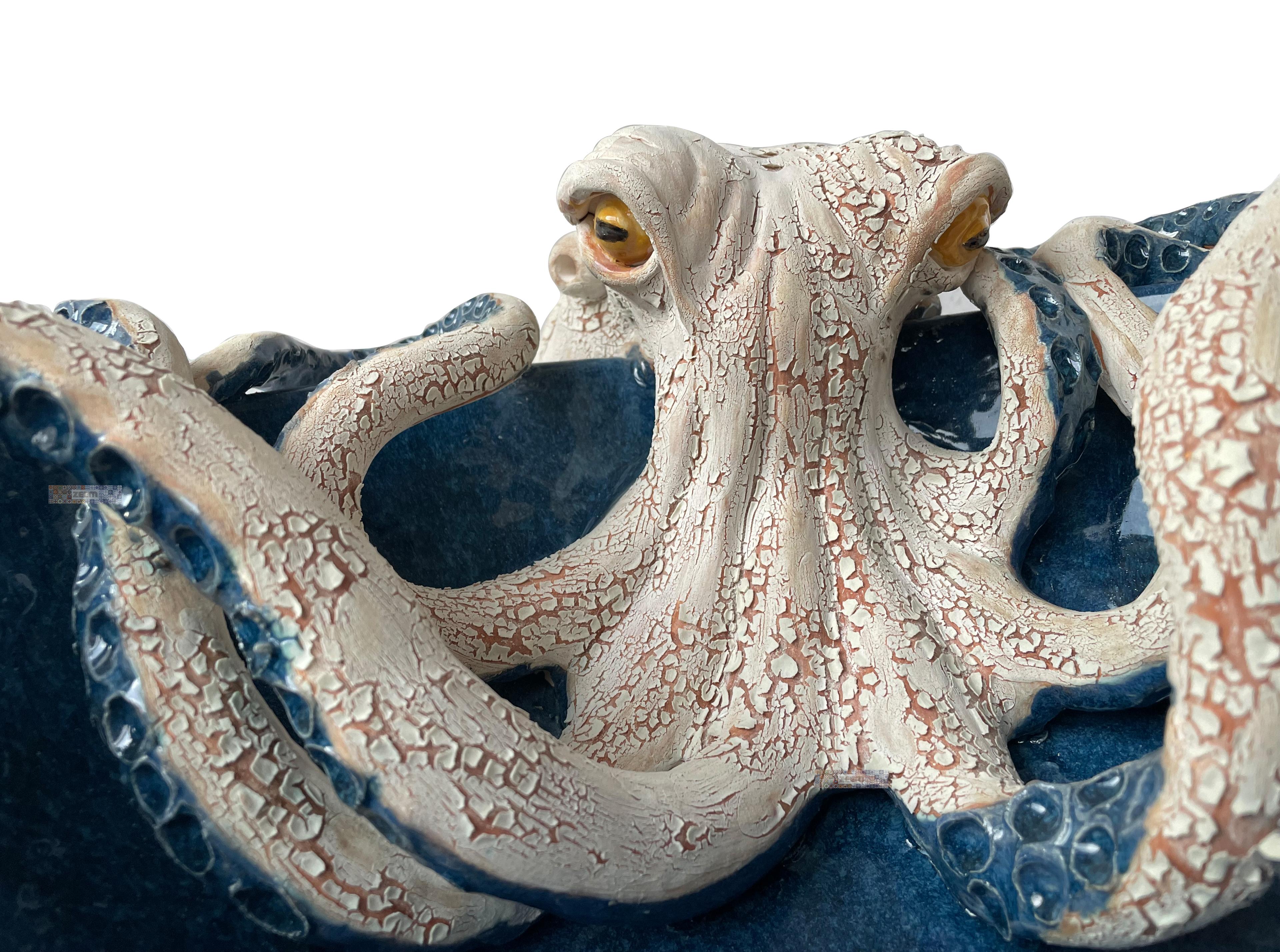 Bathroom Countertop Ceramic Vessel Sink - Octopus Sculpture