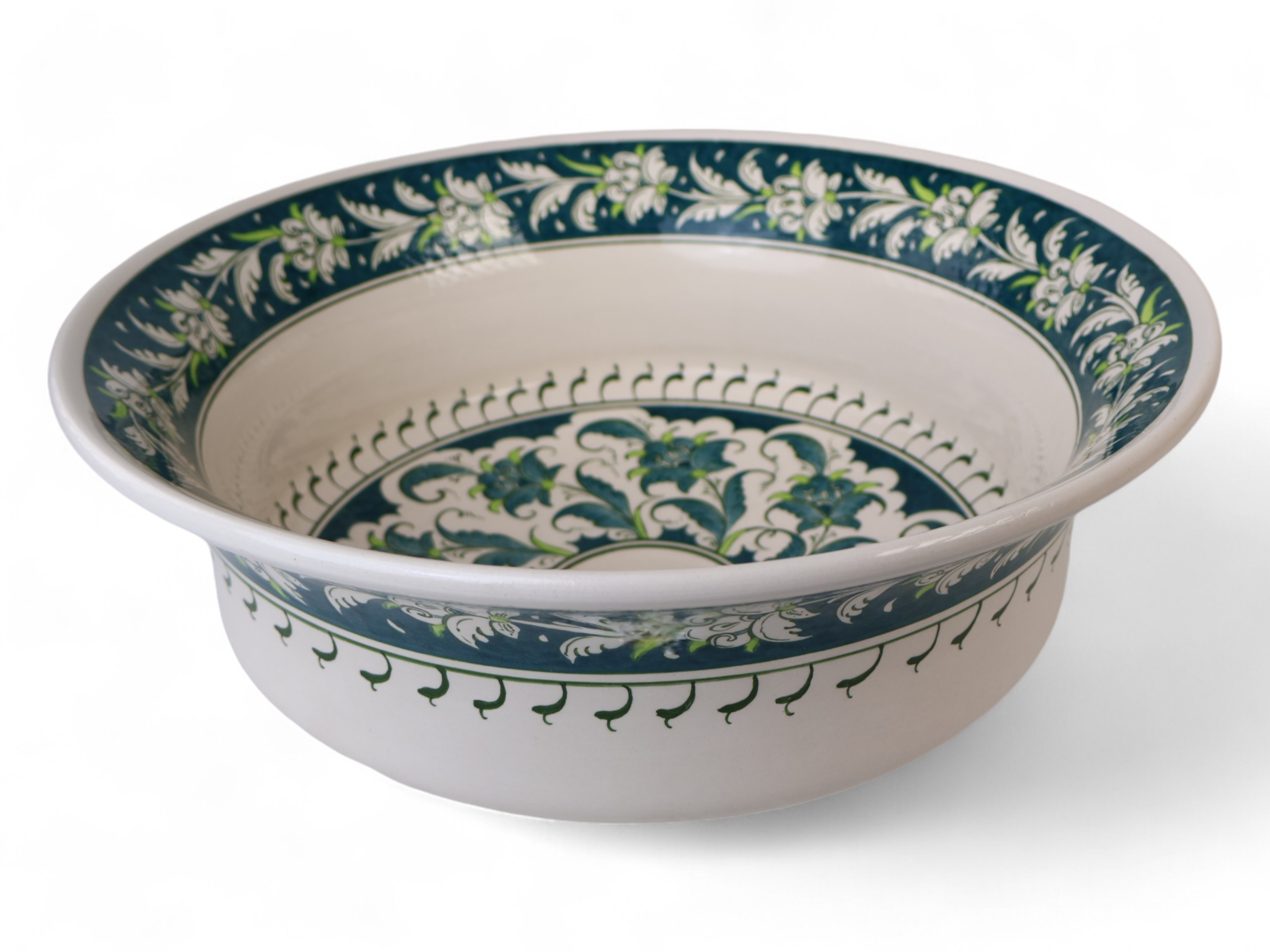 Bathroom Countertop Ceramic Basin - Green Flowers - Bihter